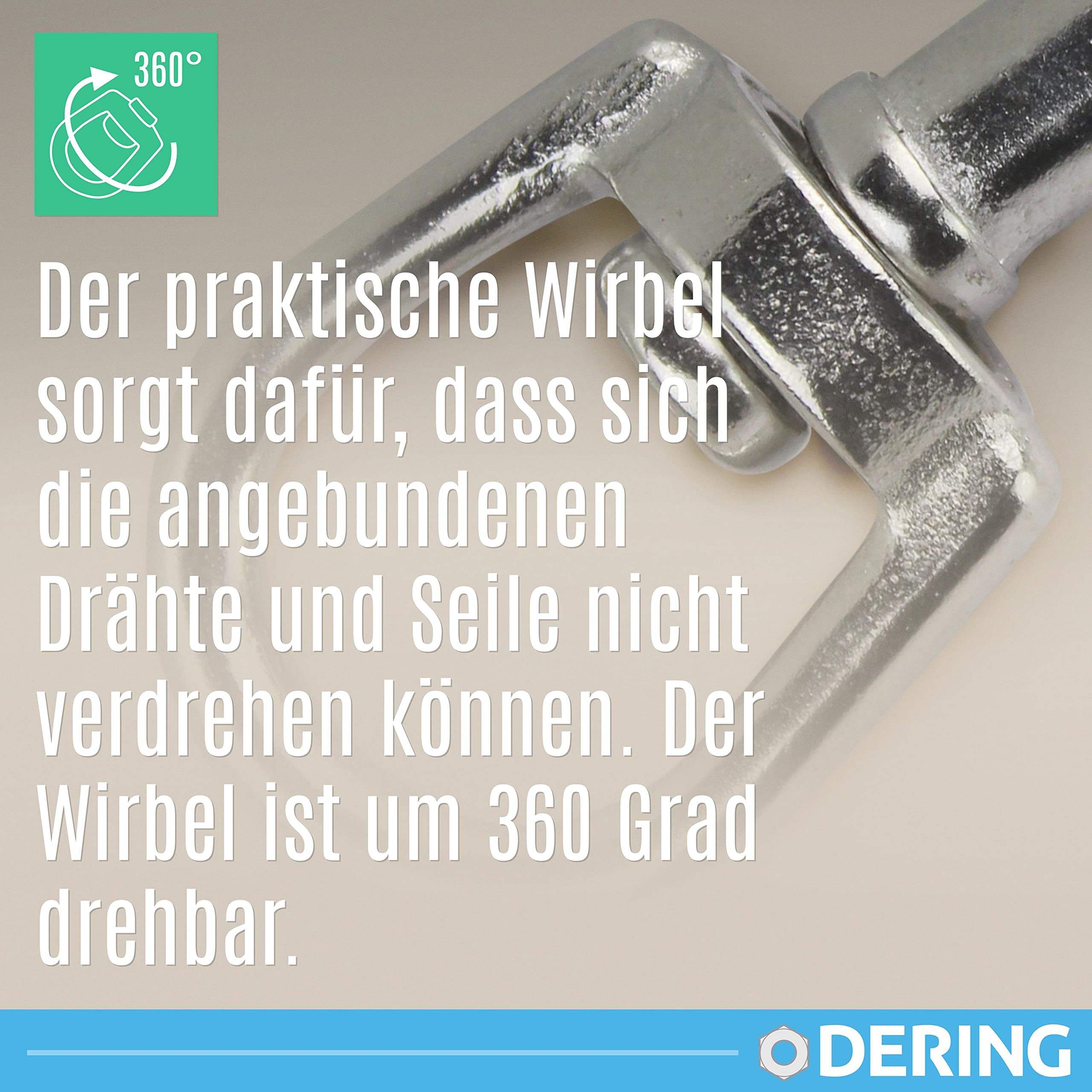 DERING Karabiner Haken mit Drehgelenk 5x87 mm 10 Stück Edelstahl Wirbelkarabiner