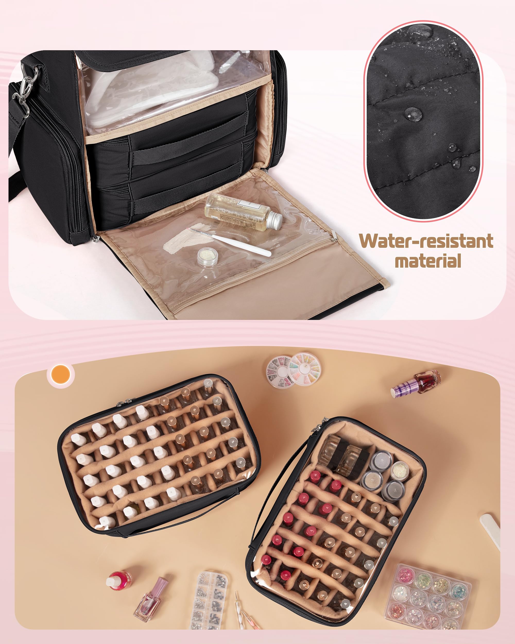 Marscamd Nail Polish Organizer Bag with Removable Storage Cases