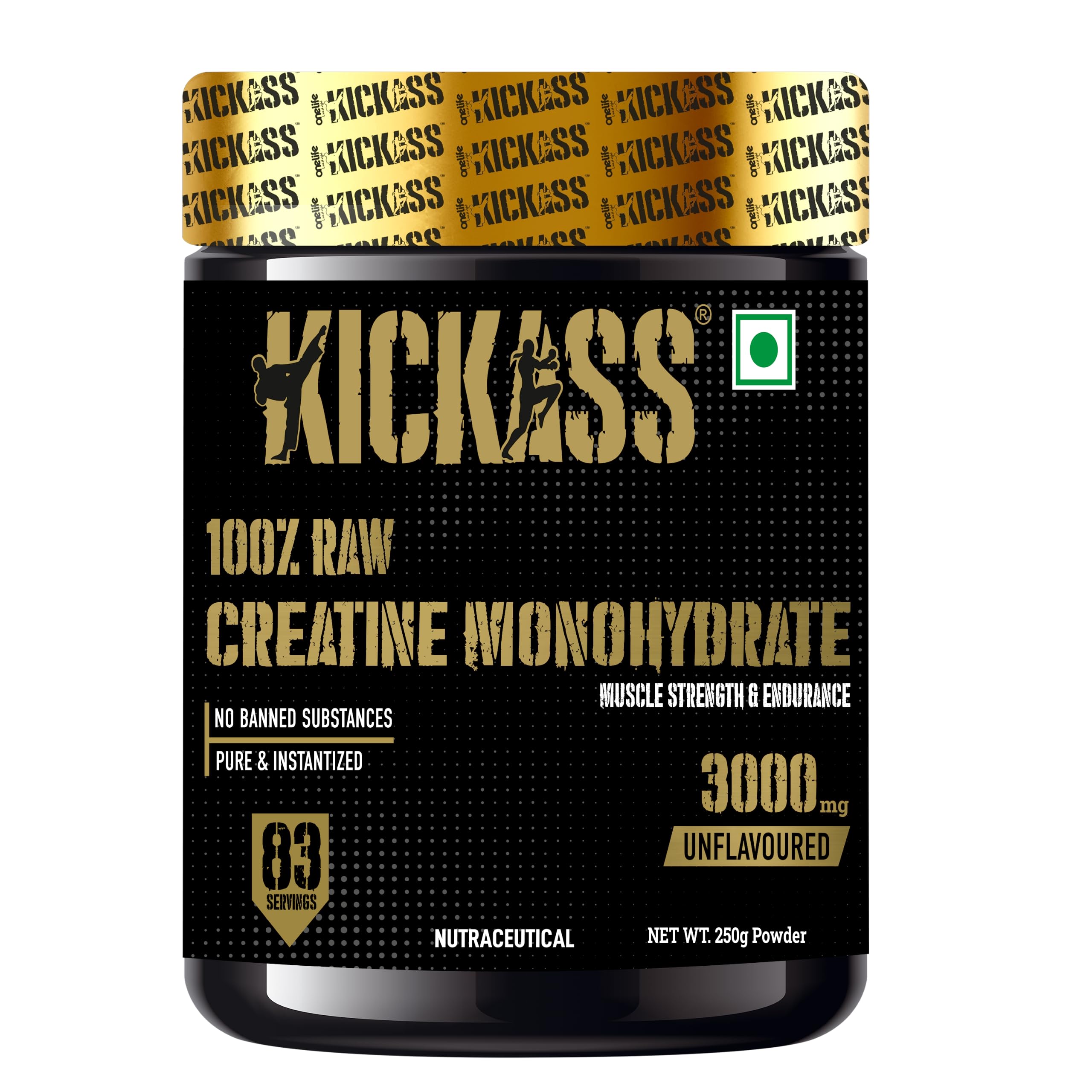 Kickass Creatine Monohydrate Powder 3000mg, Pure and Instantized, Improves Strength, Endurance and Athletic Performance, Banned Substances Free, Gmo-Free | Unflavoured 250gm-image-46