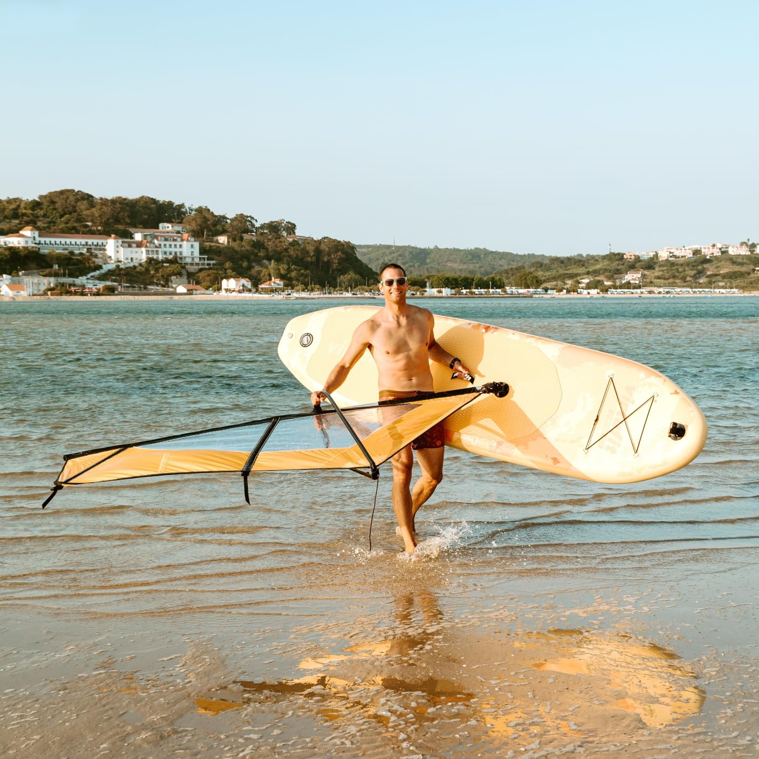 VirtuFit SUP Board Surfer 305, tavola gonfiabile con vela per windsurf, stand up paddle, nero, con accessori, pagaia, pompa, borsa per il trasporto, supporto per GoPro, per principianti ed esperti