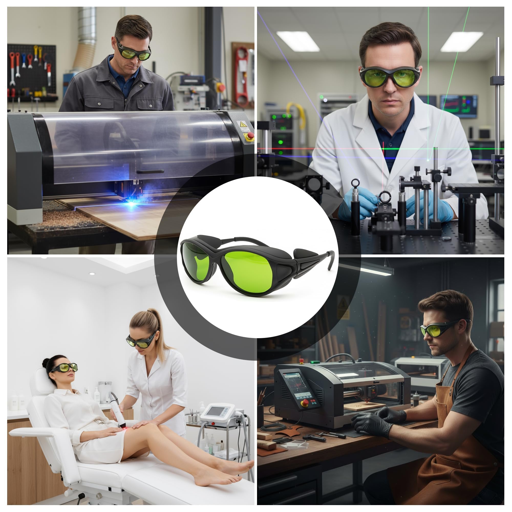 MCWlaser Laser Schutzbrille 1064nm 1080nm Brille CE OD5+ Laser Safety Goggles 190-470nm & 800-1700nm Für Fiber Laserreinigung Schweißen UV-Markierung Diode, ND:YAG Laser Absorption Type EP-8 Stil 2