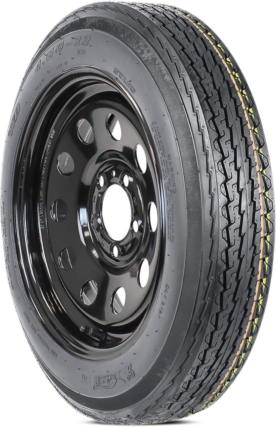 eCustomrim Trailer Tire Rim 4.80-12 480-12 4.80 X 12 12 in. Load B 5 Lug Black Modular Wheel - 2 Year Warranty w/Roadside