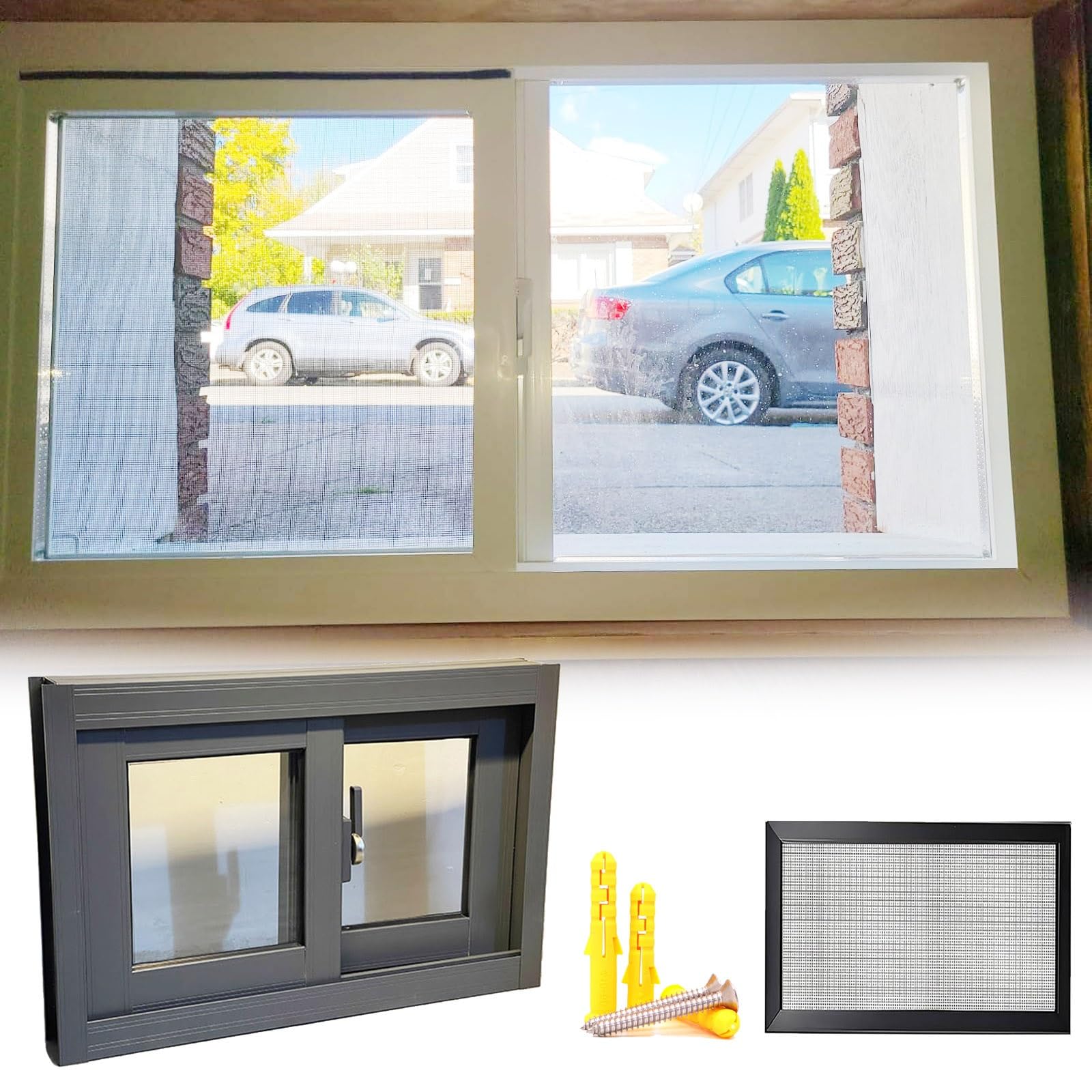 Finestra di ricambio per cantina in alluminio nero, 76,2 x 30,5 cm, per casa, bagno, design elegante, ideale per ristrutturazioni e ristrutturazioni