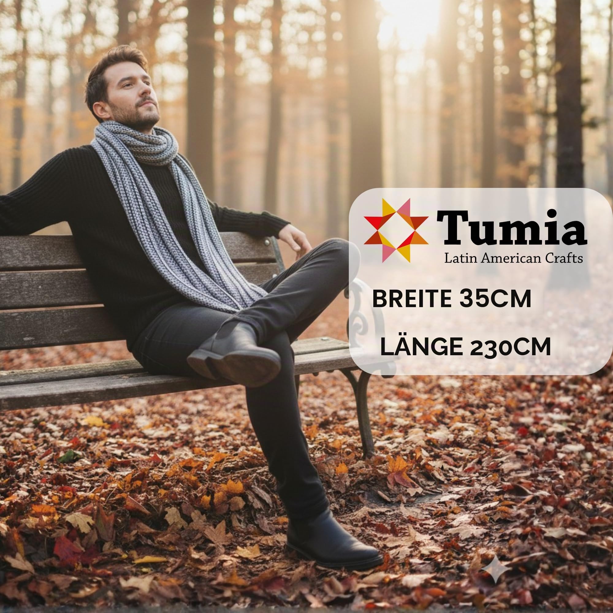 Tumia LAC 100% Wolle Schal Lange und warm, Handgefertigter Unisex Oversized Strickschal 230cm, Luxus Winter Geschenk für Damen Herren