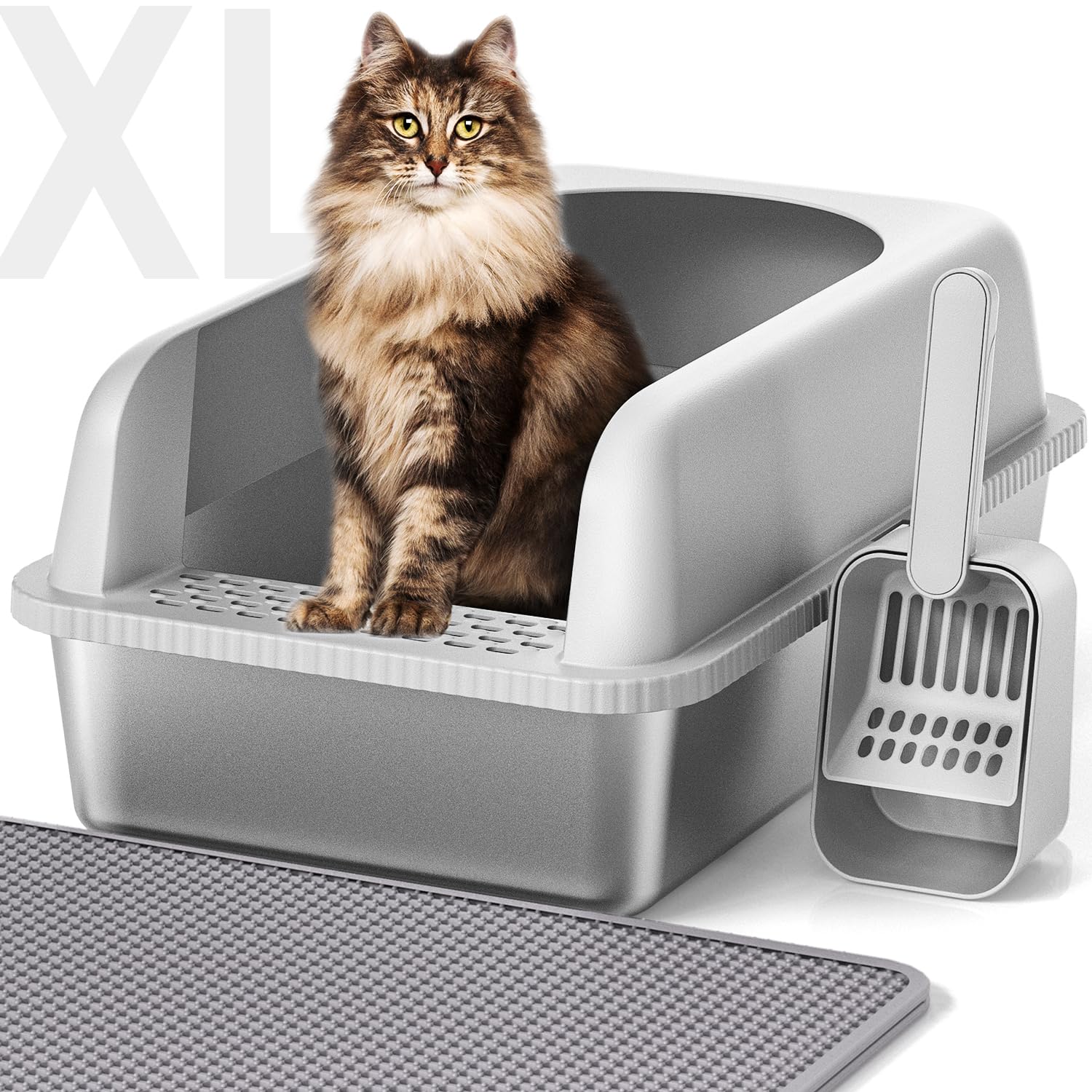 Moderne Katzenklo Mit Sieb - XXL Größe Für Stubentiger Mit Hohem Rand