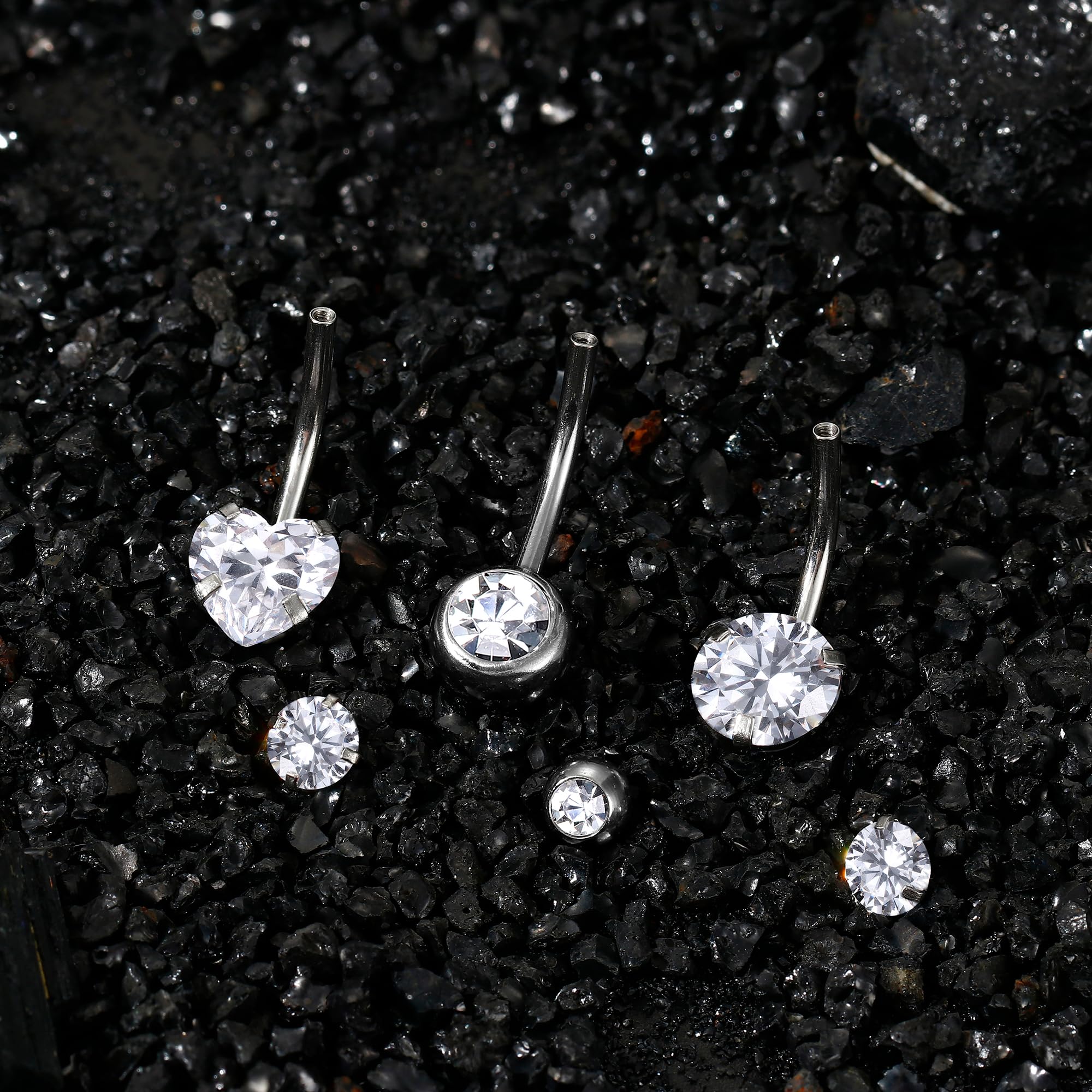 Piercing Ombligo 316L Acero Quirúrgico 14G CZ Anillos Barretta Banana Vientre Joyería para Mujeres Hombres 8-16mm