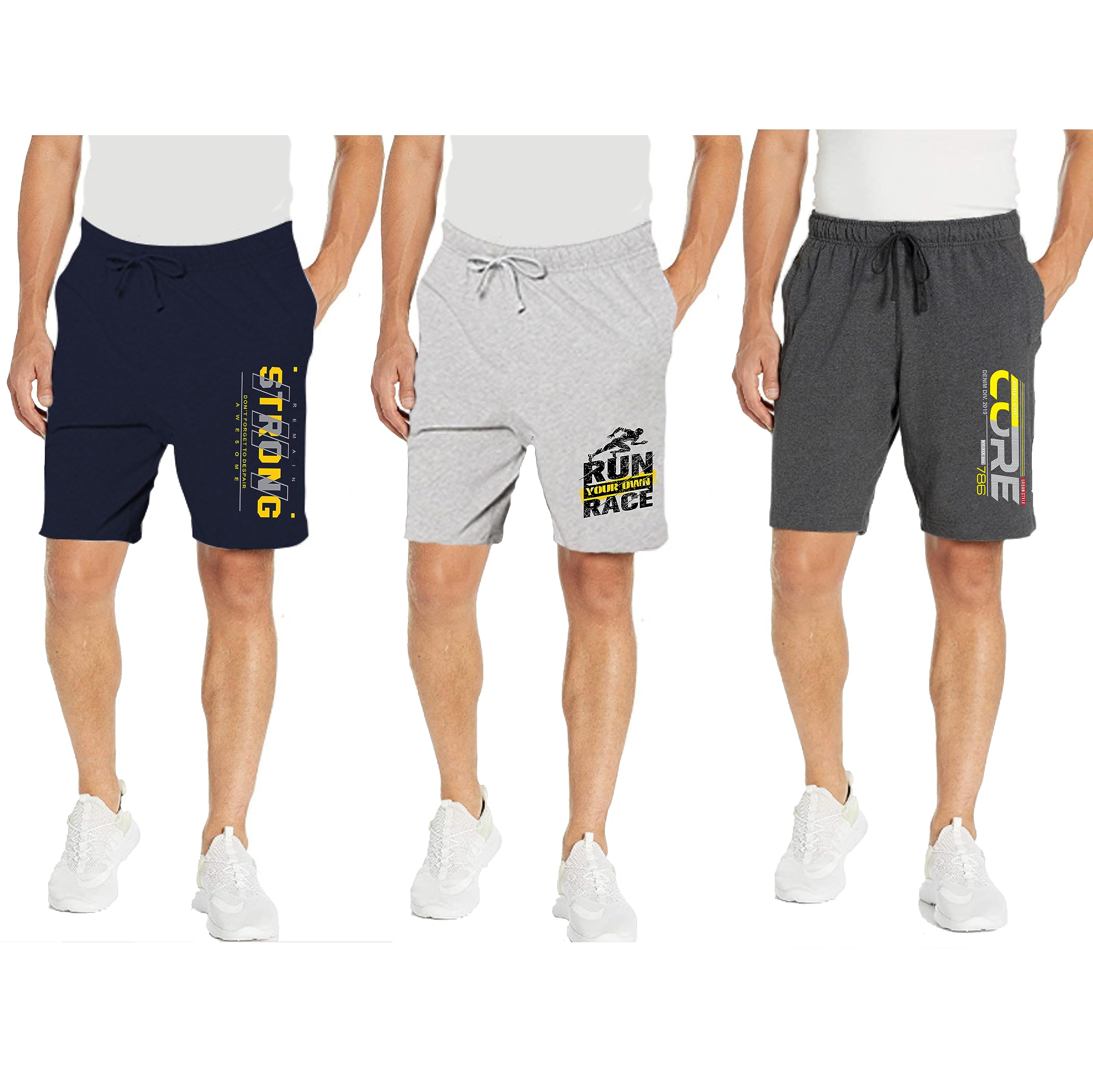 Plus Sizes Men's Cotton Regular Fit Shorts (Pack of 3)