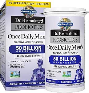 Garden of Life Probiotics for Men – 50B CFU, 15 strains, daily digestive support