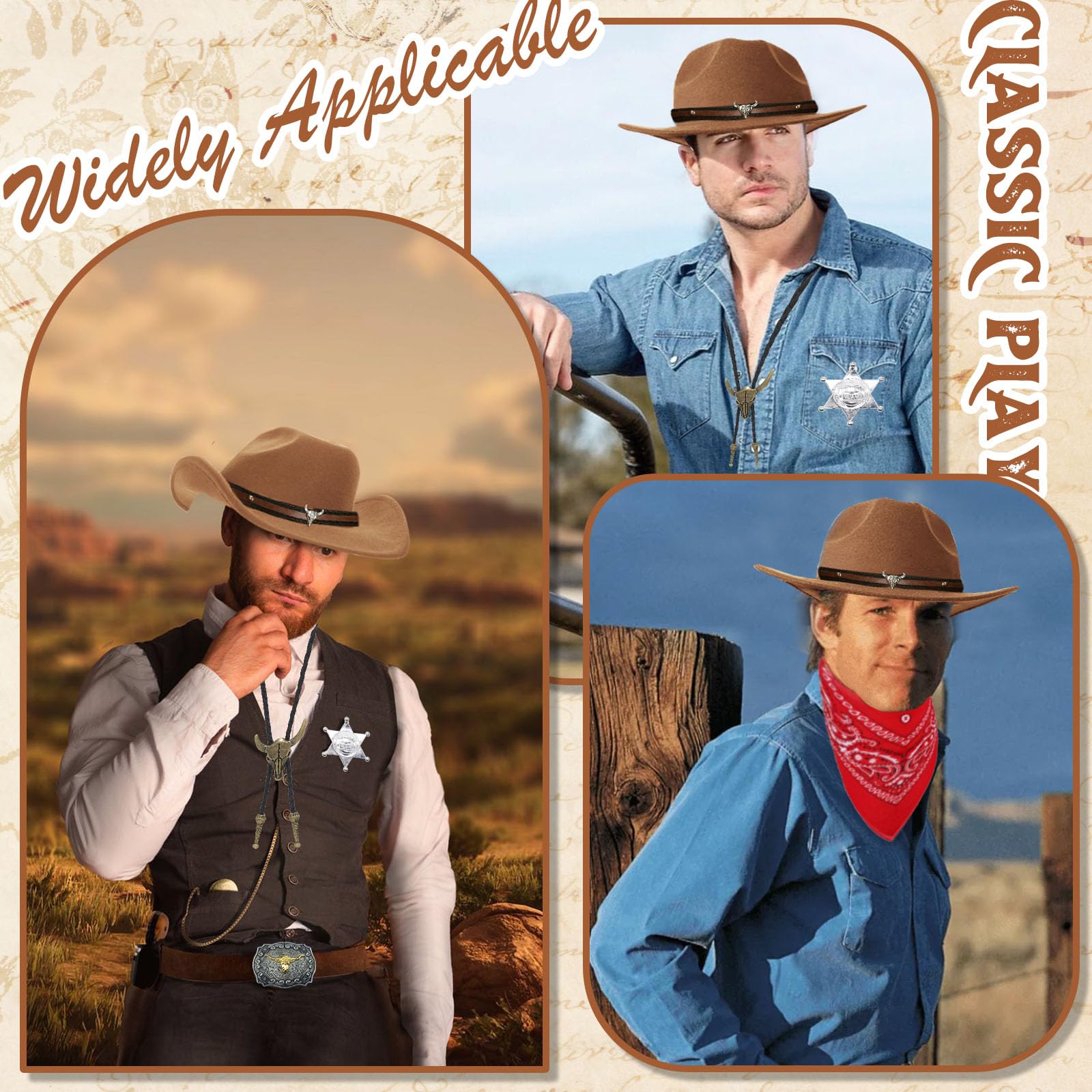 8Pcs Western Cowboy Fancy Dress Accessories Set - Image 2