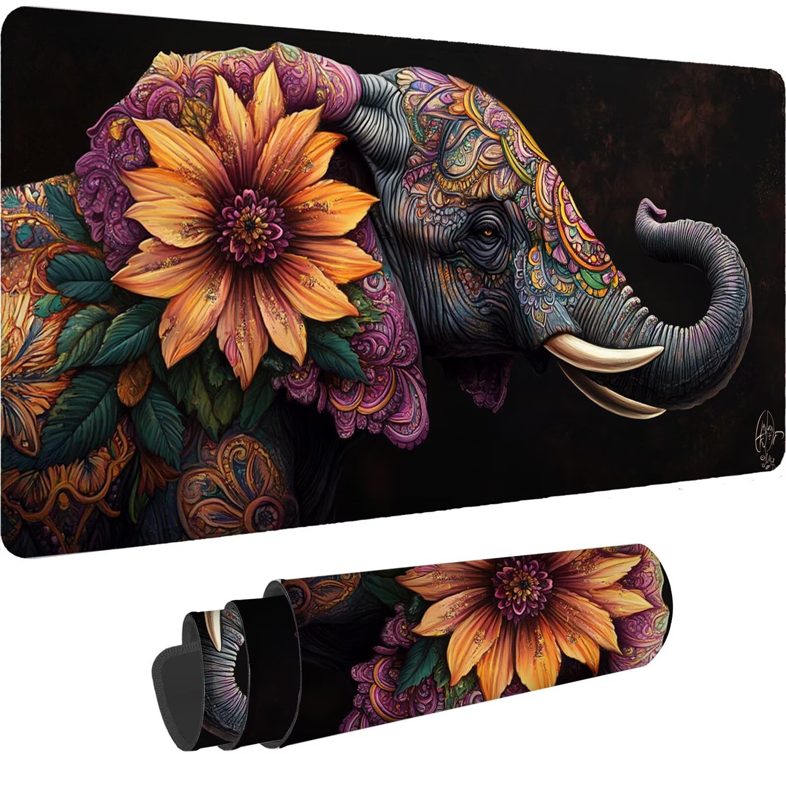 Podkładka pod mysz, słoń, duża podkładka pod mysz, 1200 x 600 x 3 mm, nowa podkładka na biurko z antypoślizgową podstawą, wodoodporna i trwała podkładka pod mysz, akcesoria biurkowe dla mężczyzn (120