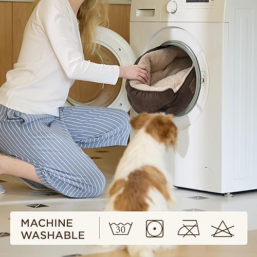 Miniatura 156 de Bedsure Camas lavables para perros, camas redondas con parte inferior antideslizante para gatos de interior, cachorros y gatitos, 20 pulgadas, gris