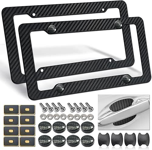 Carbon Fiber License Plate Frames- Black Carbon Pattern Plastic Front