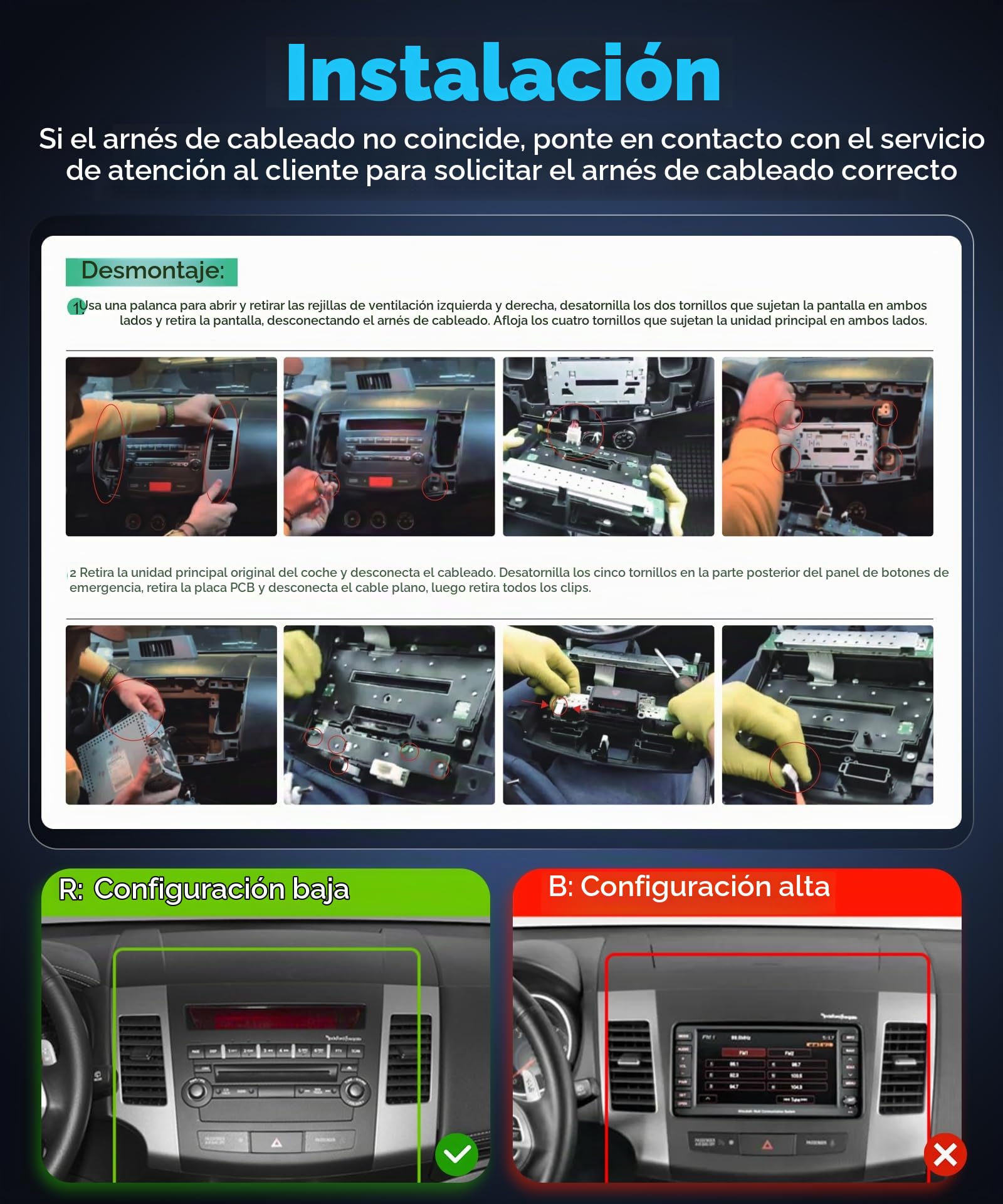 4+128G Android Radio Coche para Mitsubishi Outlander 2/Peugeot 4007/Citroen C-Crosser 9 Pulgadas IN-Cell Radio con Wireless Carplay Android Auto GPS Mirror Link Bluetooth WiFi/FM/RDS/EQ Cámara Trasera