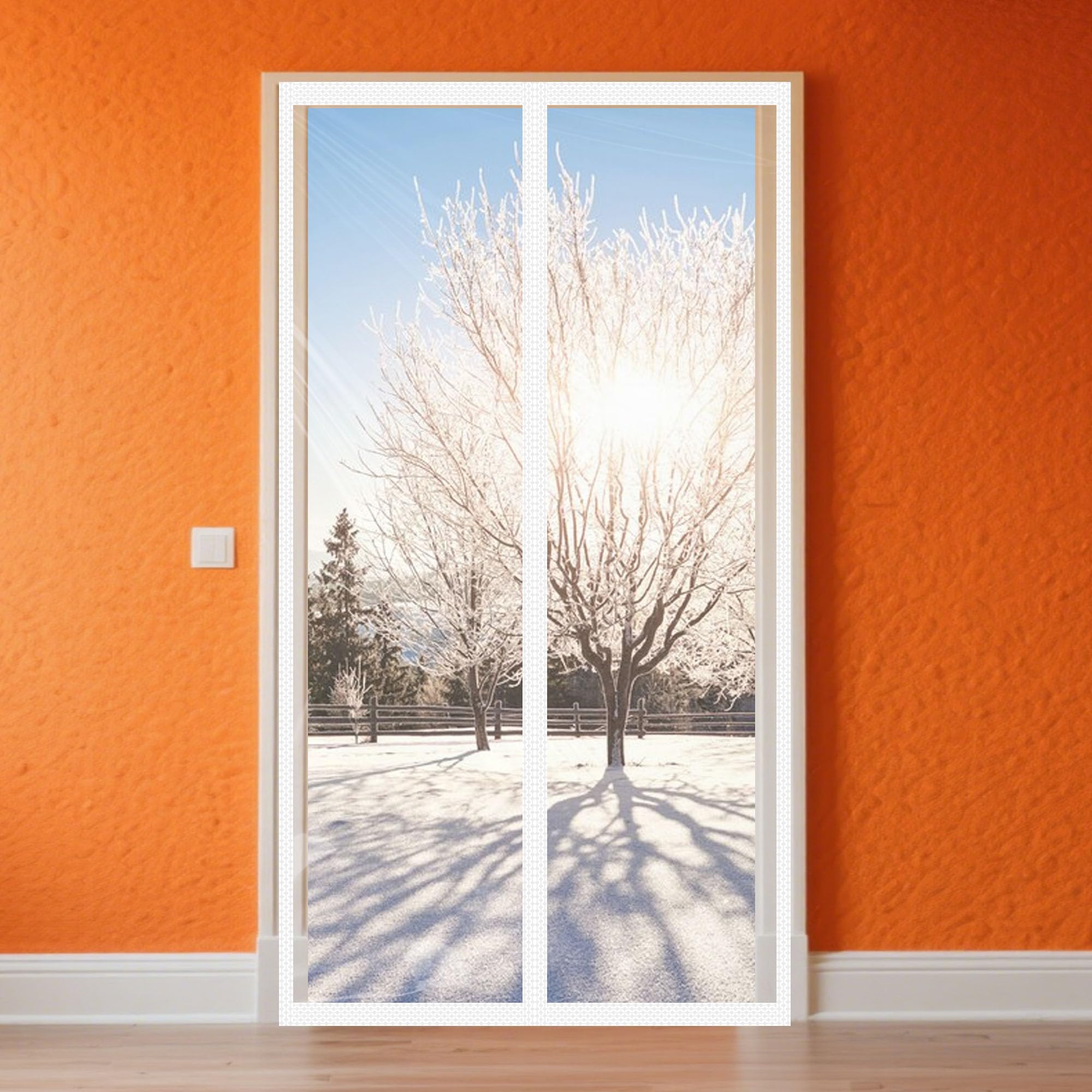 Magnetyczna Izolacja Termiczna Zasłona Na Drzwi 80 x 216 cm Przezroczysta Magnetyczne Automatyczne Zamykanie Konfigurowalna Do Kuchni, Sypialni, Salonu, Biały
