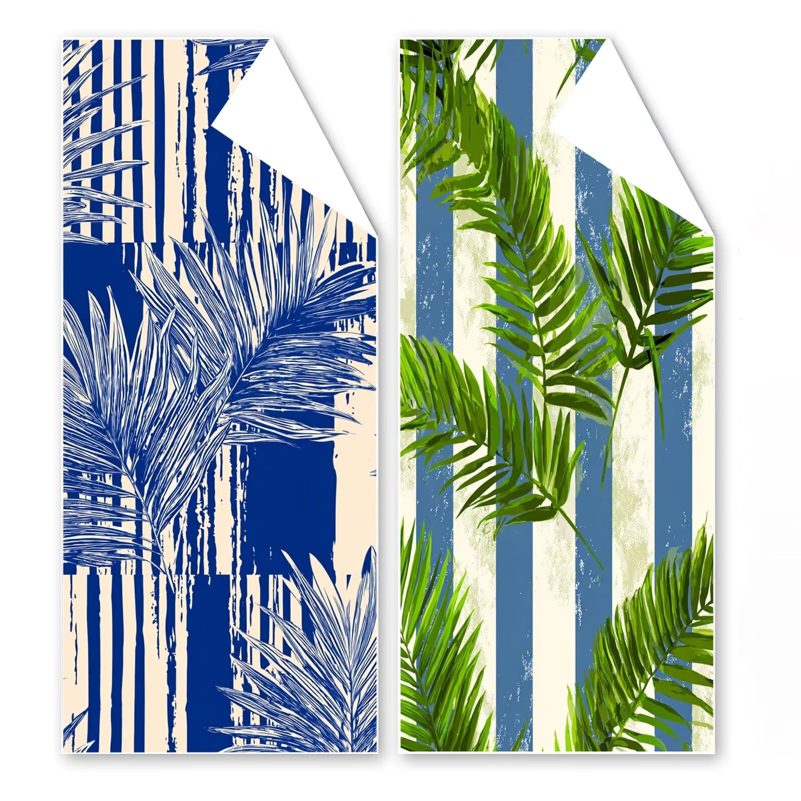 Telo Mare Microfibra 90x180 cm Telo Mare Grande, Asciugamano Palestra Assorbente Asciugatura Rapida, Asciugamano Mare Antisabbi Stuoia Spiaggia per Piscina, Viaggio 2 Set- Strisce Blu Navy G1-1022
