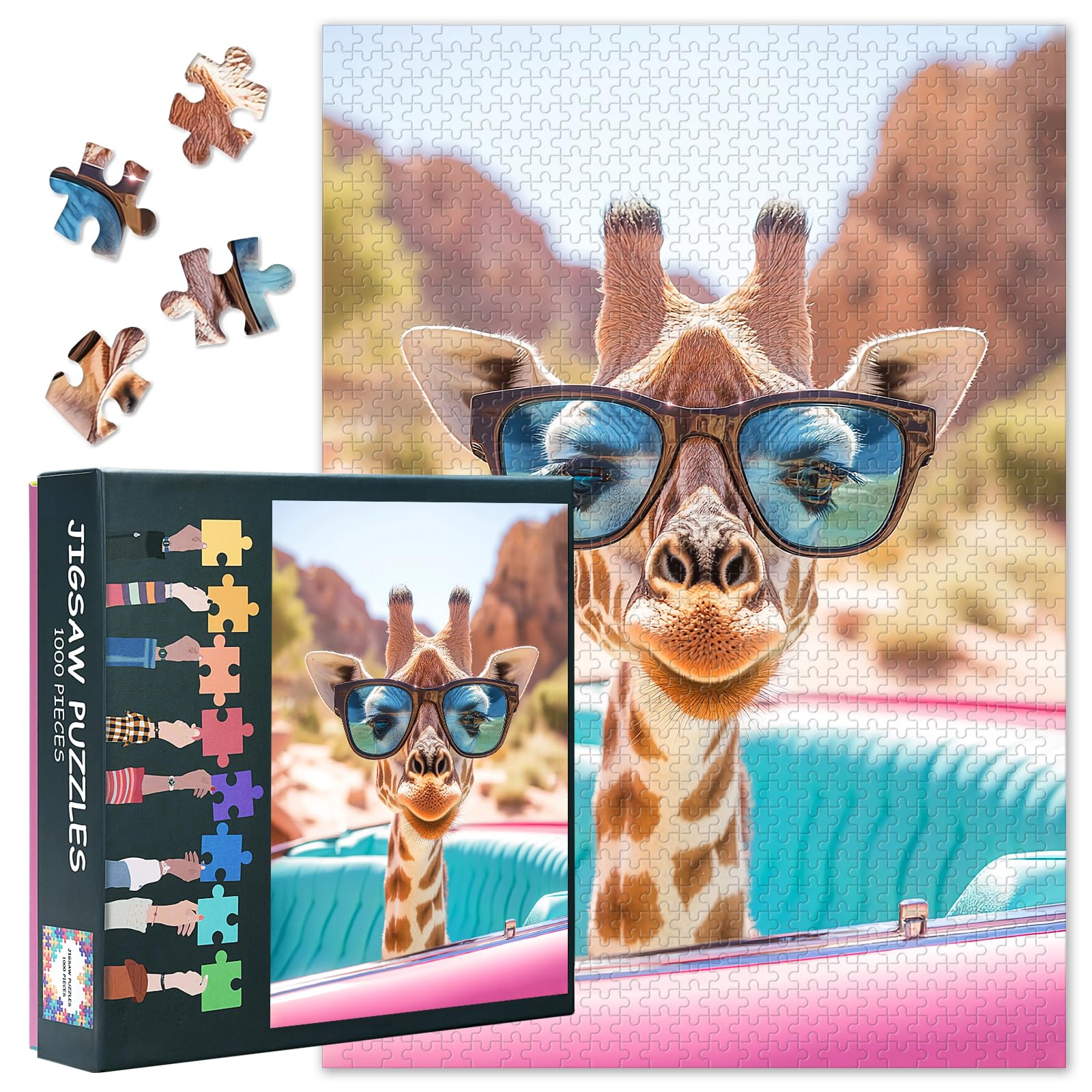 Jigsaw Puzzles for Adults 1000 - Giraffe Wildlife Art Difficult 27.5x19.7 Inch, Family Challenging Puzzle Game, Birthday Party Gift for Men Women Home Decor