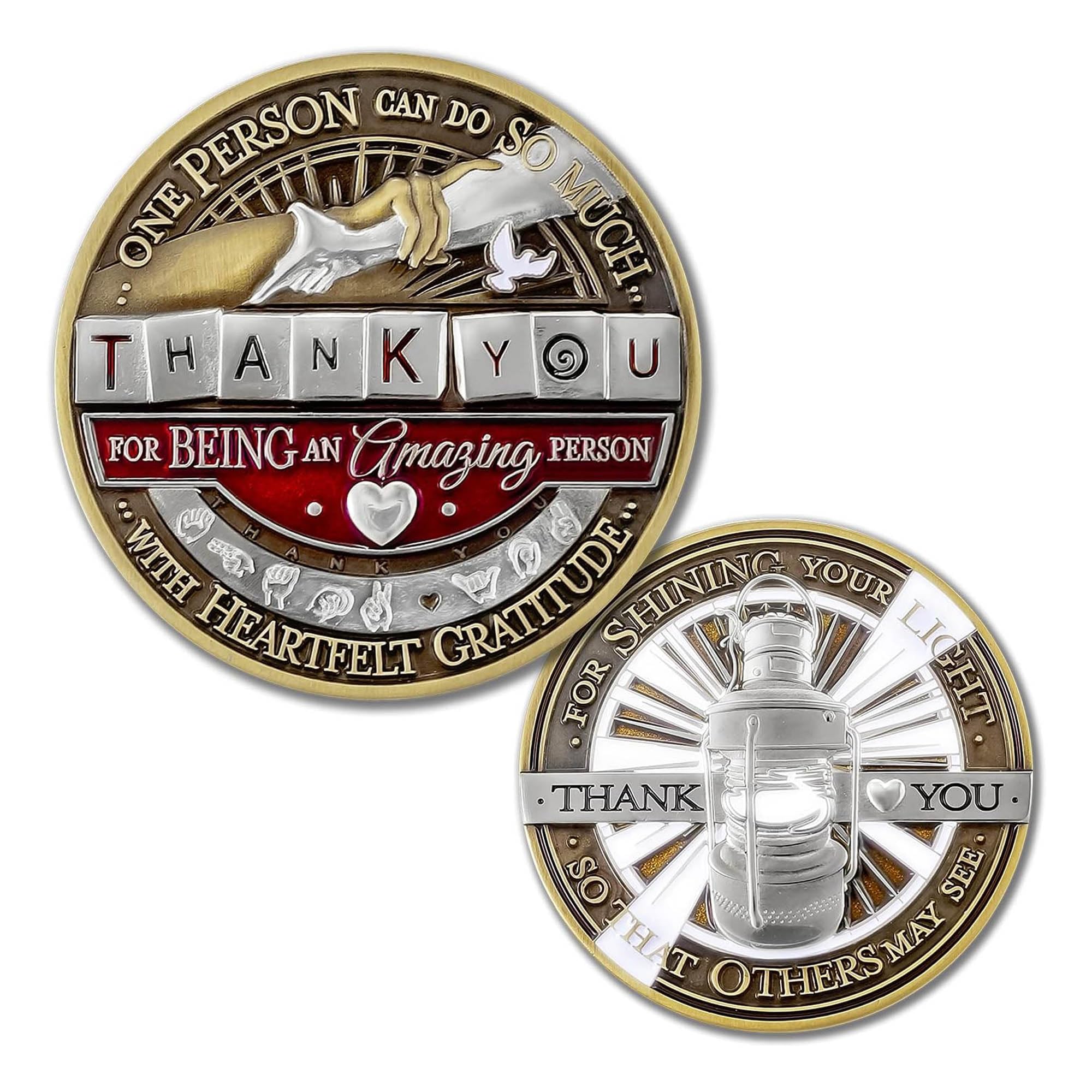 Gratitude - Thank You Challenge Coin - Let Your Light Shine - Thank You & Appreciation - Heartfelt & Meaningful Token - Motivates & Inspires (Without tin Gift Box)