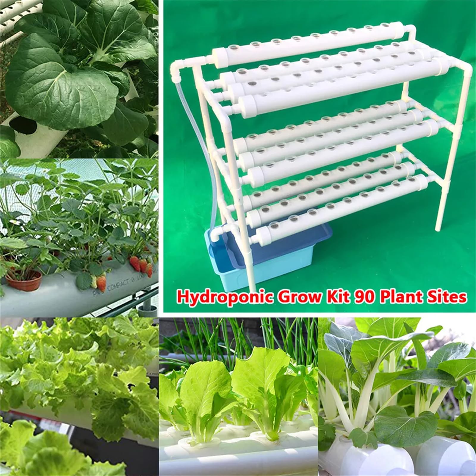 Treeisland Kit de culture hydroponique - 90 emplacements pour plantes - Système de culture hydroponique à 3 couches pour légumes à feuilles dans la maison, le jardin et le bureau