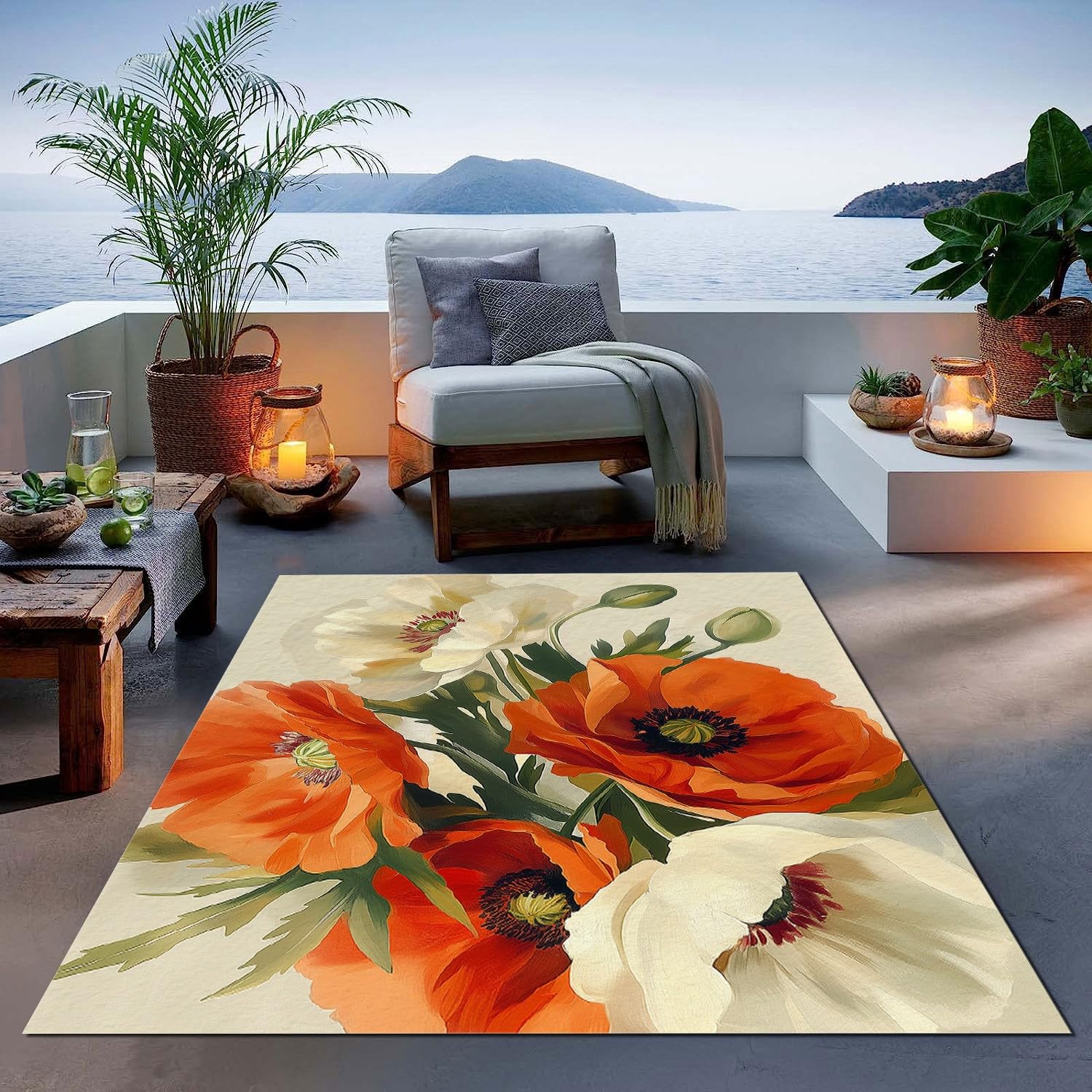 Tapis de sol à poils courts facile à nettoyer lavable en machine 180x250 rouge