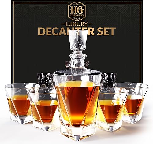 Miniatura 33 de Juego de decantador de whisky para hombres con 4 vasos, bourbon, ron, whisky, juegos de decantadores transparentes – Regalos de whisky para hombres