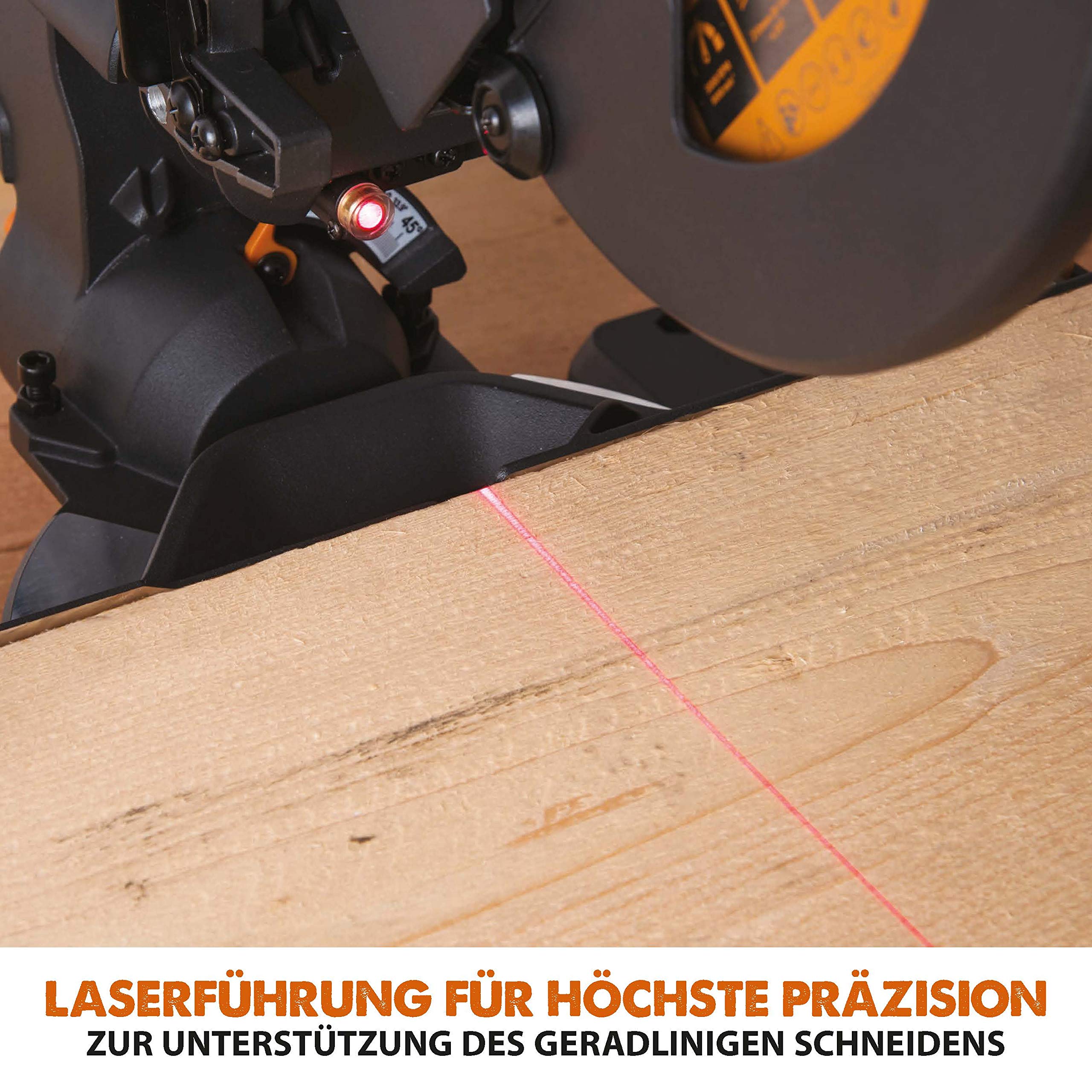 Evolution Schiebe-Kapp- und Gehrungssäge R210SMS-300+ | 1500 W, 300 mm Gleitfunktionalität, Schrägschnitt, Gehrungswinkeln | Ø 210 mm HM TCT Sägeblatt für Multimaterialschnitt | Zug-kapp-gehrungssäge