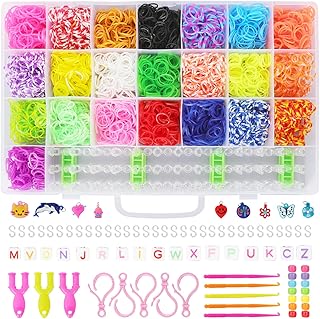 XEOOCE Loom Band Kit, 4500+ Loom Bands Starter Kit with Loom Bands & Loom Band Board, 24 Colors with S Clips Charms Beads and Storage Box, DIY Weaveing Bands Set for Kids Girls