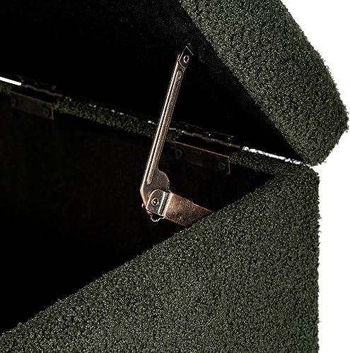 Miniatura 84 de Adeco Taburete de almacenamiento con diseño de escritura de tela, tapa con bisagras, patas de madera maciza, otomanas de 18 pulgadas de altura y 3D