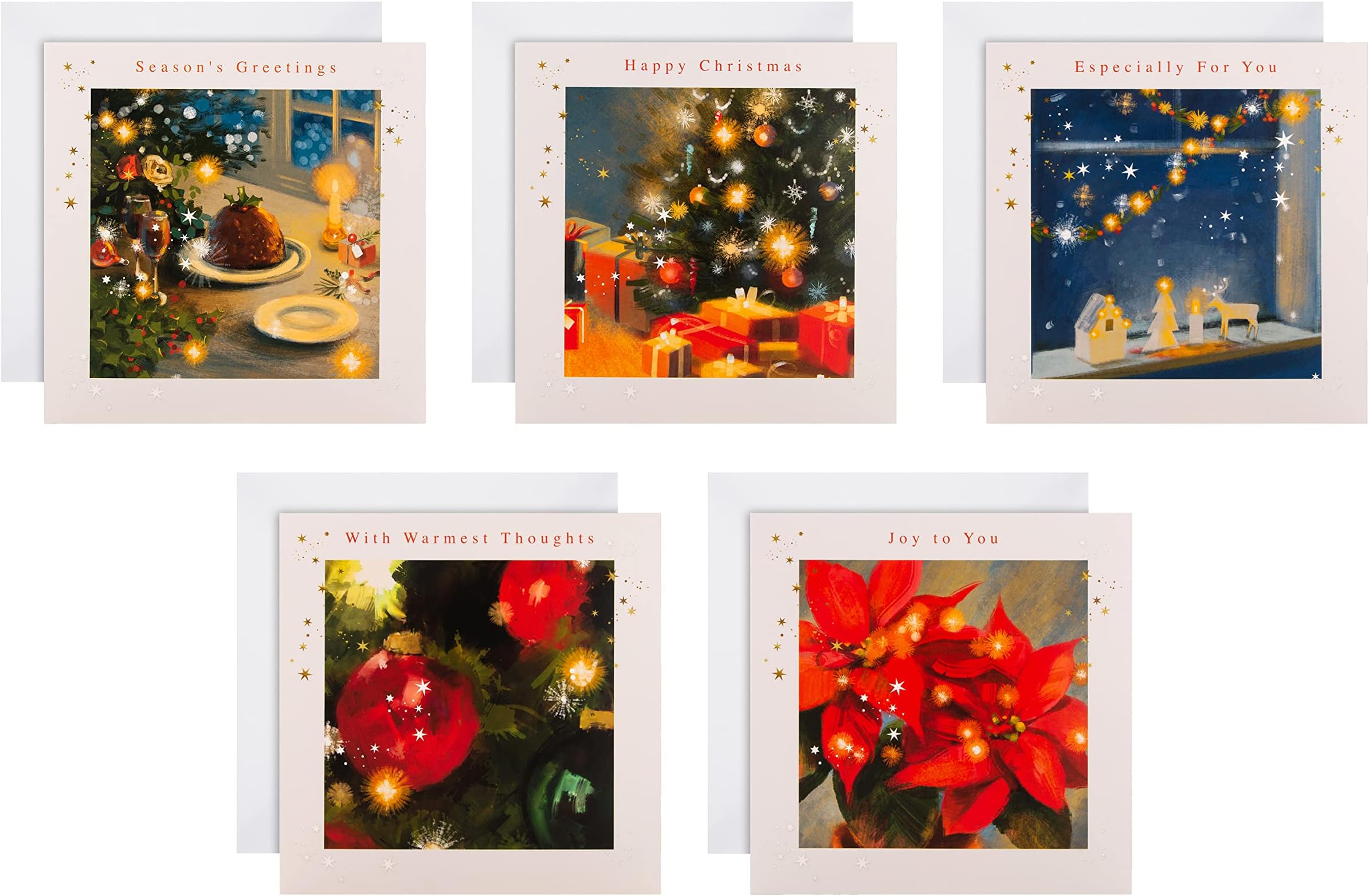 The Lazy Panda Card Company - Lot De 30 Cartes De Noël Avec Enveloppes Kraft En Français, Format A6, Designs Boho Uniques
