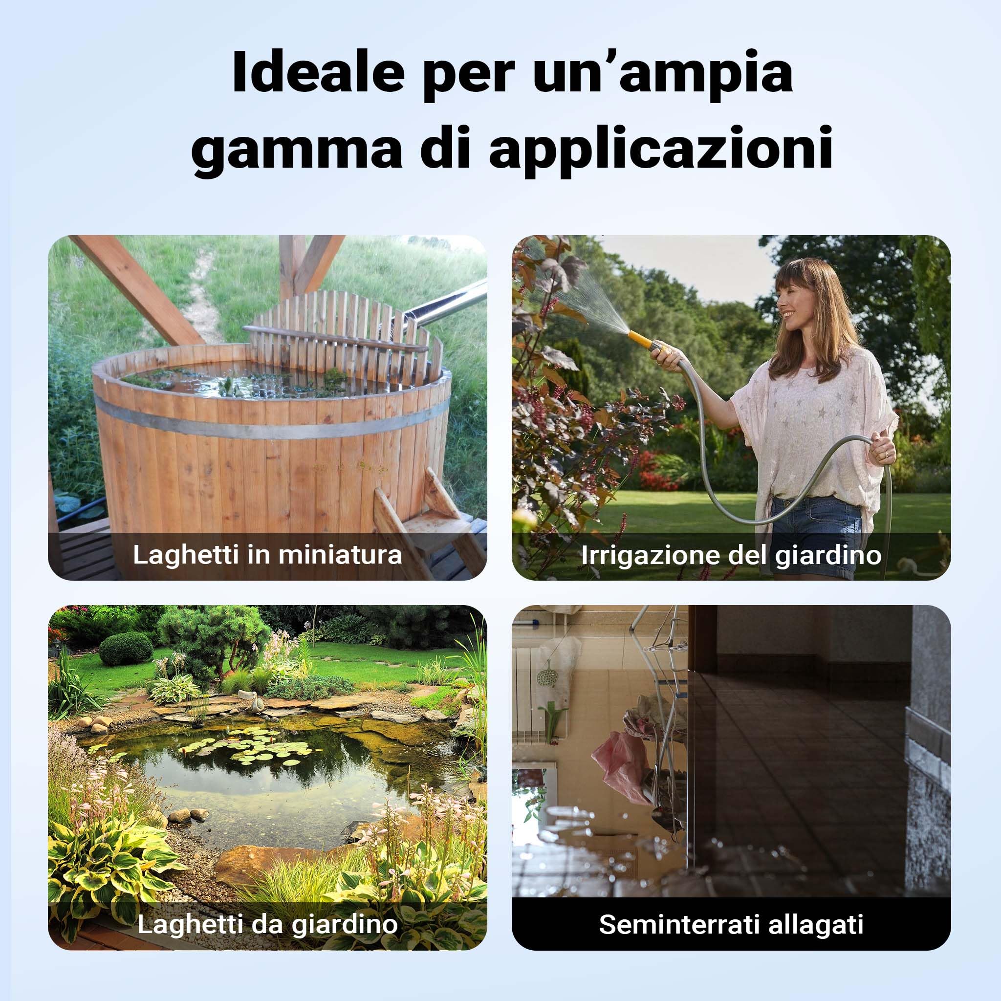 Wiltec Pompa sommersa, 1000W 5500 l/h, prevalenza 30 m, Elettropompa a immersione per pozzi e cisterne