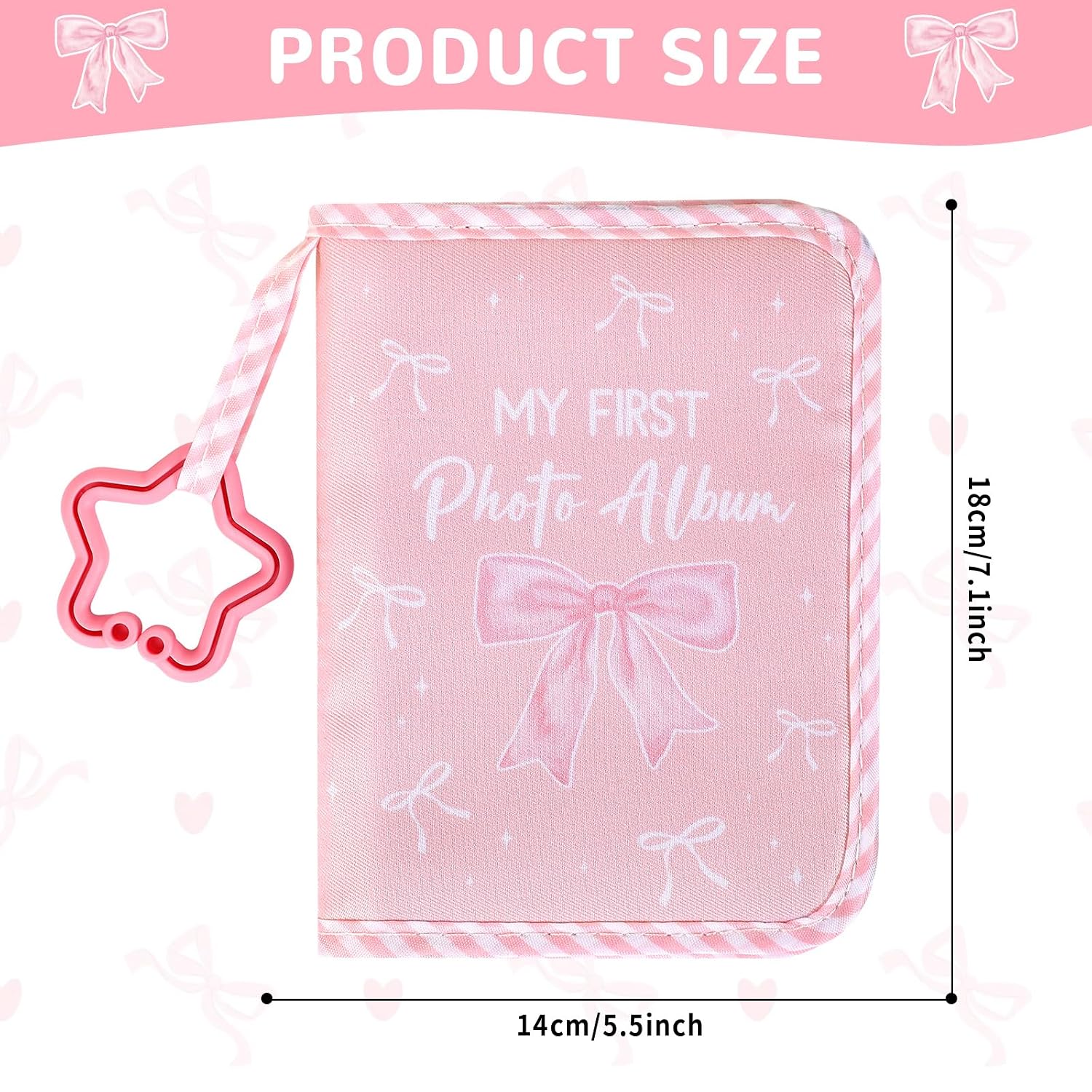 Baby's My First Family Album Soft Photo Cloth Book Pink Bow My First Book of Photos Pink Bows Baby Memory Album Gift Holds 4x6 Pictures for Babies Newborn Toddler & Kids Baby Shower