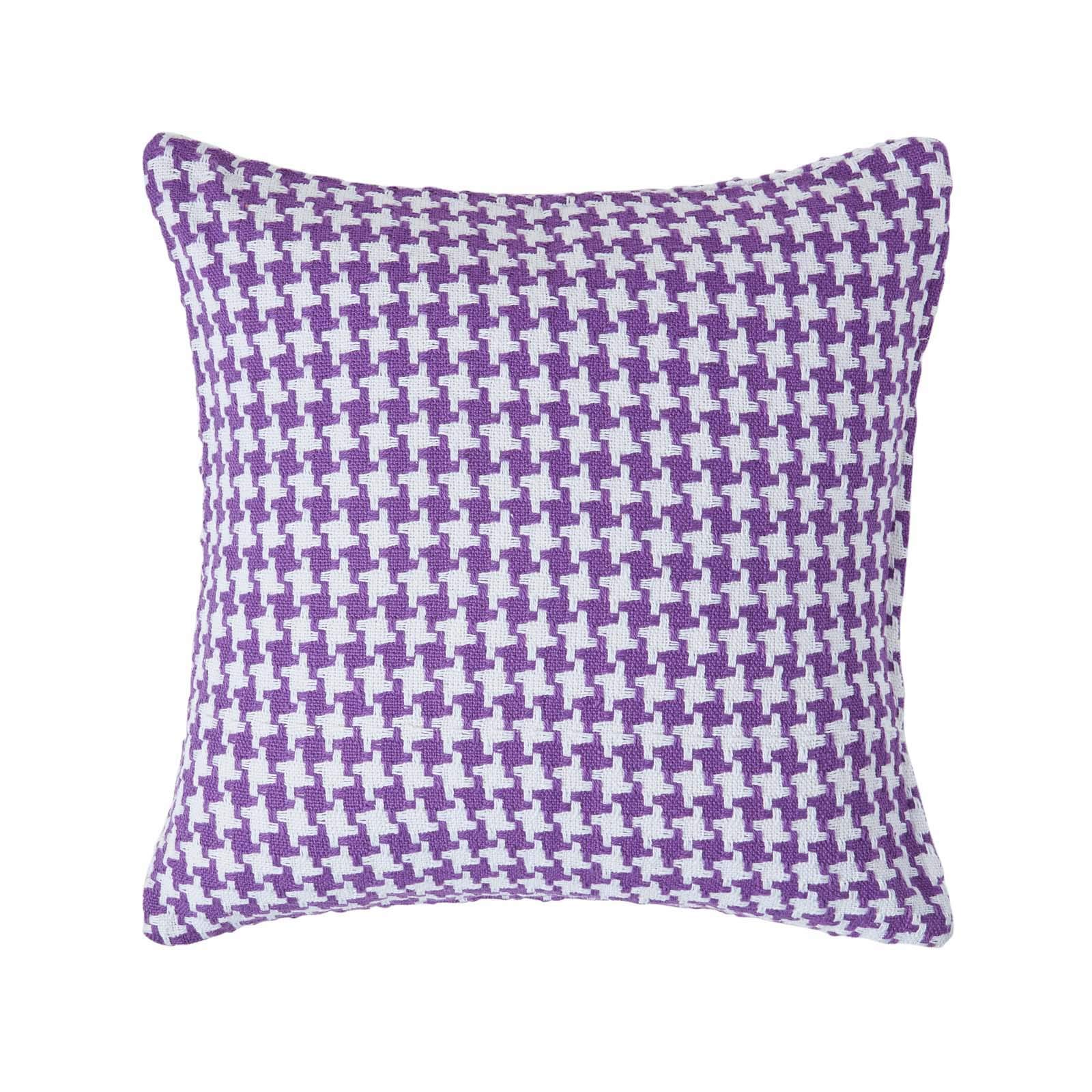 HOMESCAPES Purple Houndstooth Cushion Cover, 100% Cotton, 24 x 24 Inches, A Great Fit for Sofa or Settee Cushion, or as Display Cushion for your Bed or Conservatory