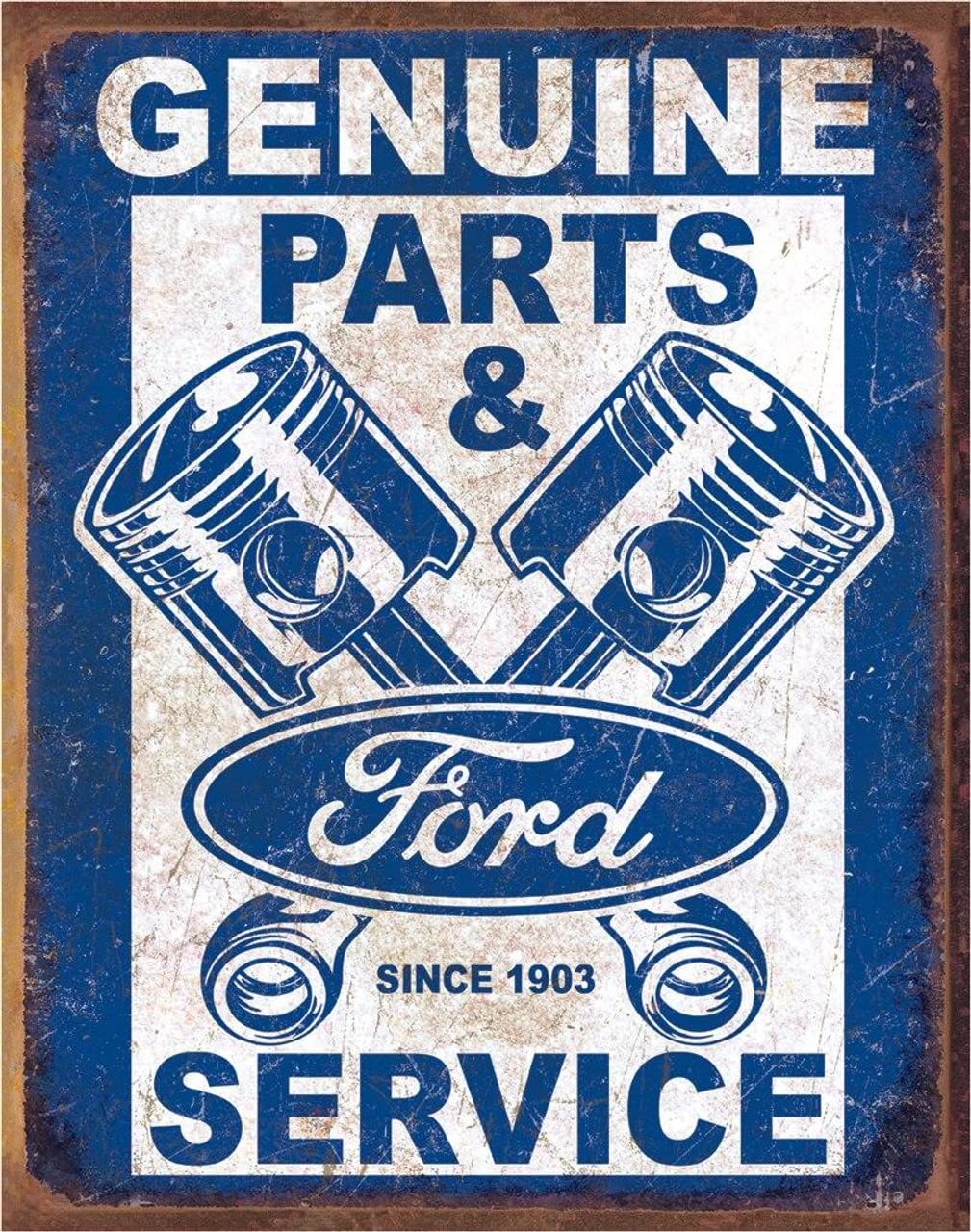 Desperate Enterprises Ford Service - Pistons Tin Sign - Nostalgic Vintage Metal Wall Décor - Made in USA