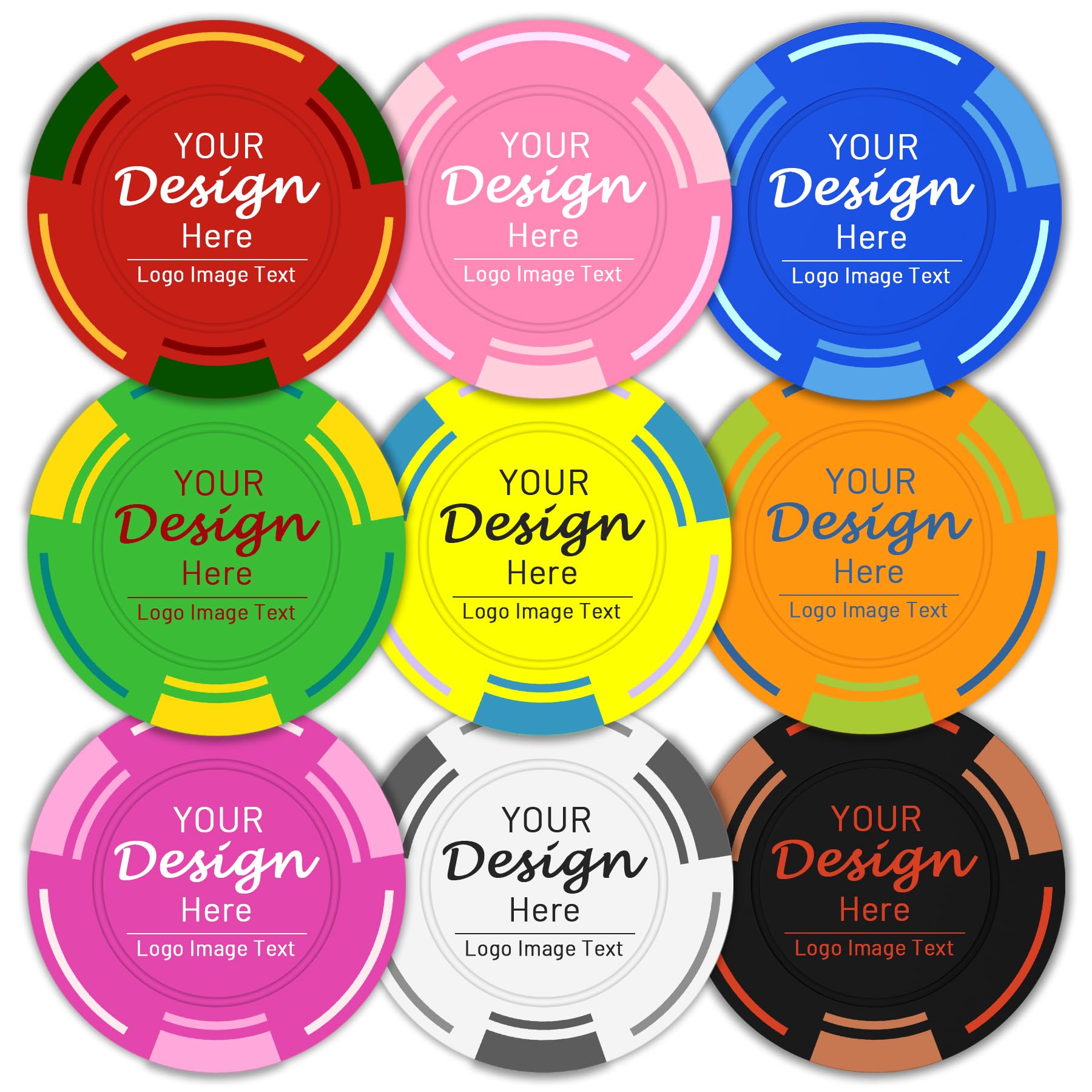 Shueewago 100 Custom Casino Chips, Full-Color Double Sided Printing Plastic Tokens, Put Design on a Chip for Party, Bar, Tournament, Board Game, Blackjack, Wedding (Blue)