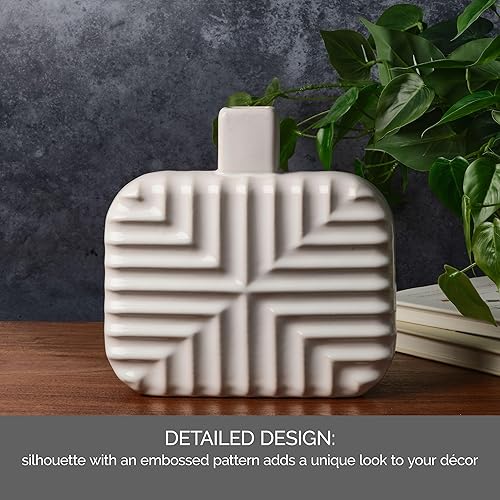 Miniatura 3 de Mikasa Jarrón cuadrado geométrico de cerámica de cerámica, 8.43x2.44x8.35 pulgadas