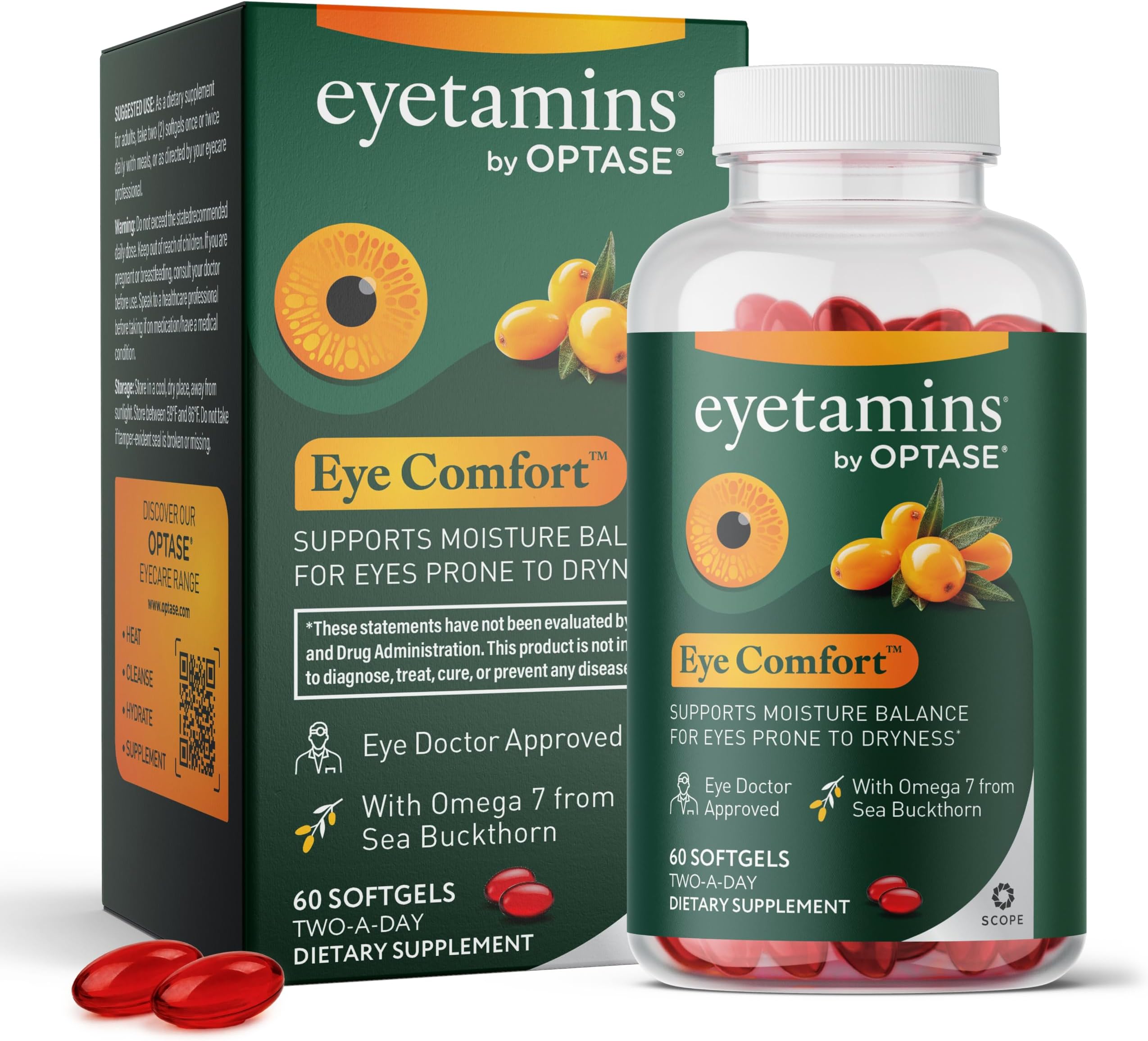 by OPTASEยฎ Eye Comfortโข - 60 Softgels - Eye Doctor Recommended - an Omega-Based Eye Supplement formulated to Support Moisture Balance and Eye Comfort from Within. Plant Based Soft gels.