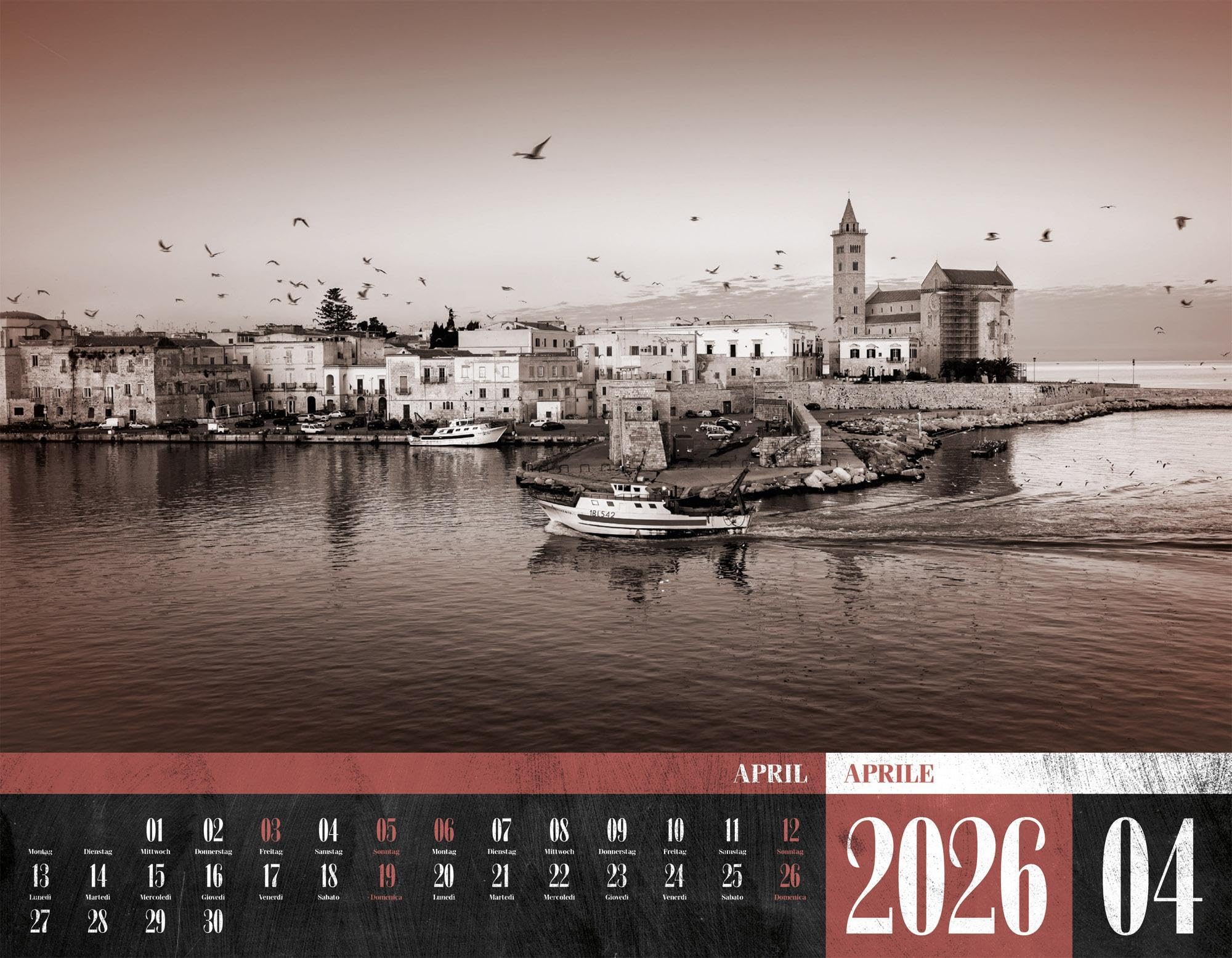 La Dolce Vita Kalender 2026 | Italienische Lebensart | Stimmungsvoller Italien-Kalender im großen Querformat (54x42 cm) | Fotos in Schwarz-Weiß/Sepia