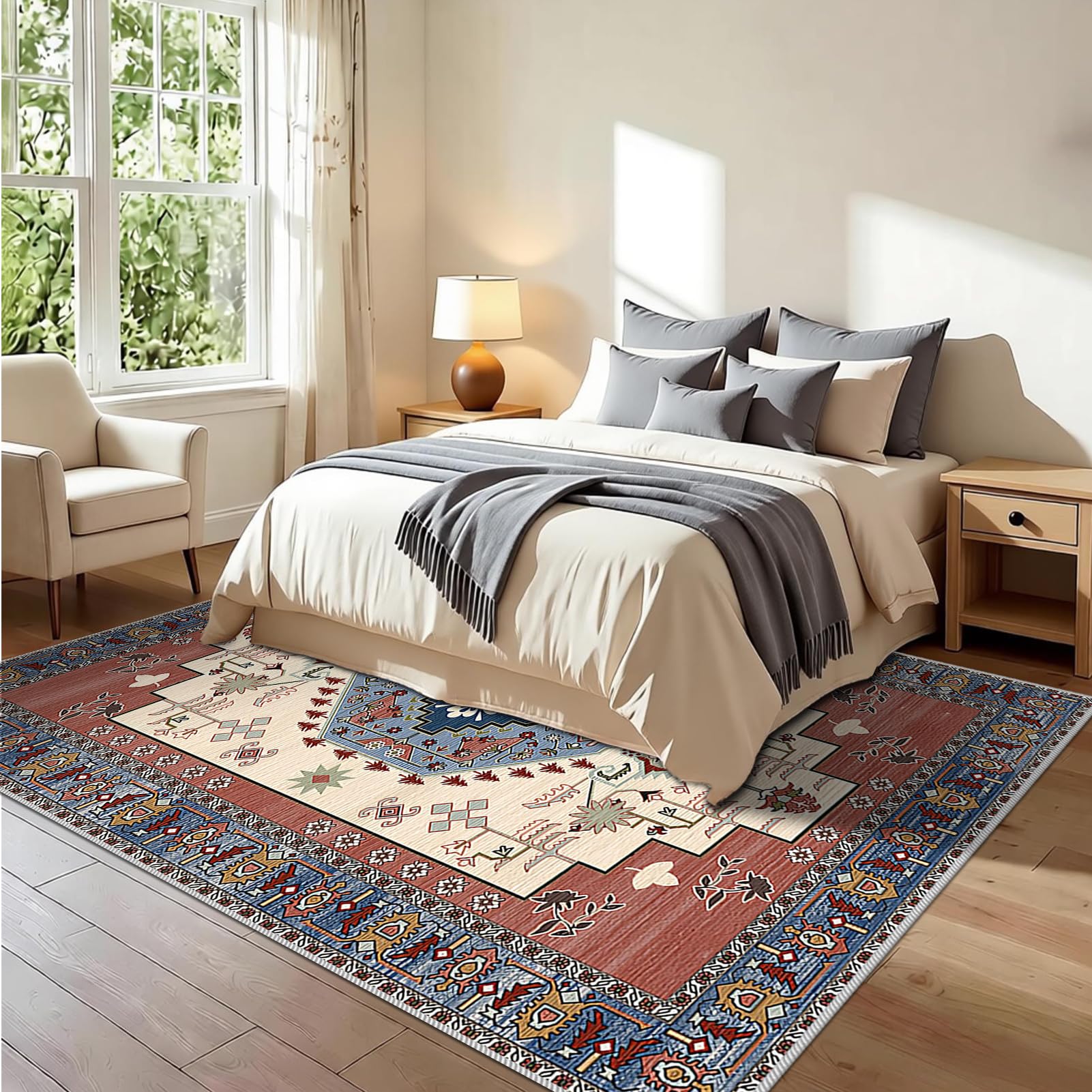 Dywan do salonu z krótkim włosiem, 100 x 130 cm antypoślizgowy dywan do jadalni, dywan do salonu, nadające się do prania, nowoczesny dywan do sypialni, duże dywany do pokoju