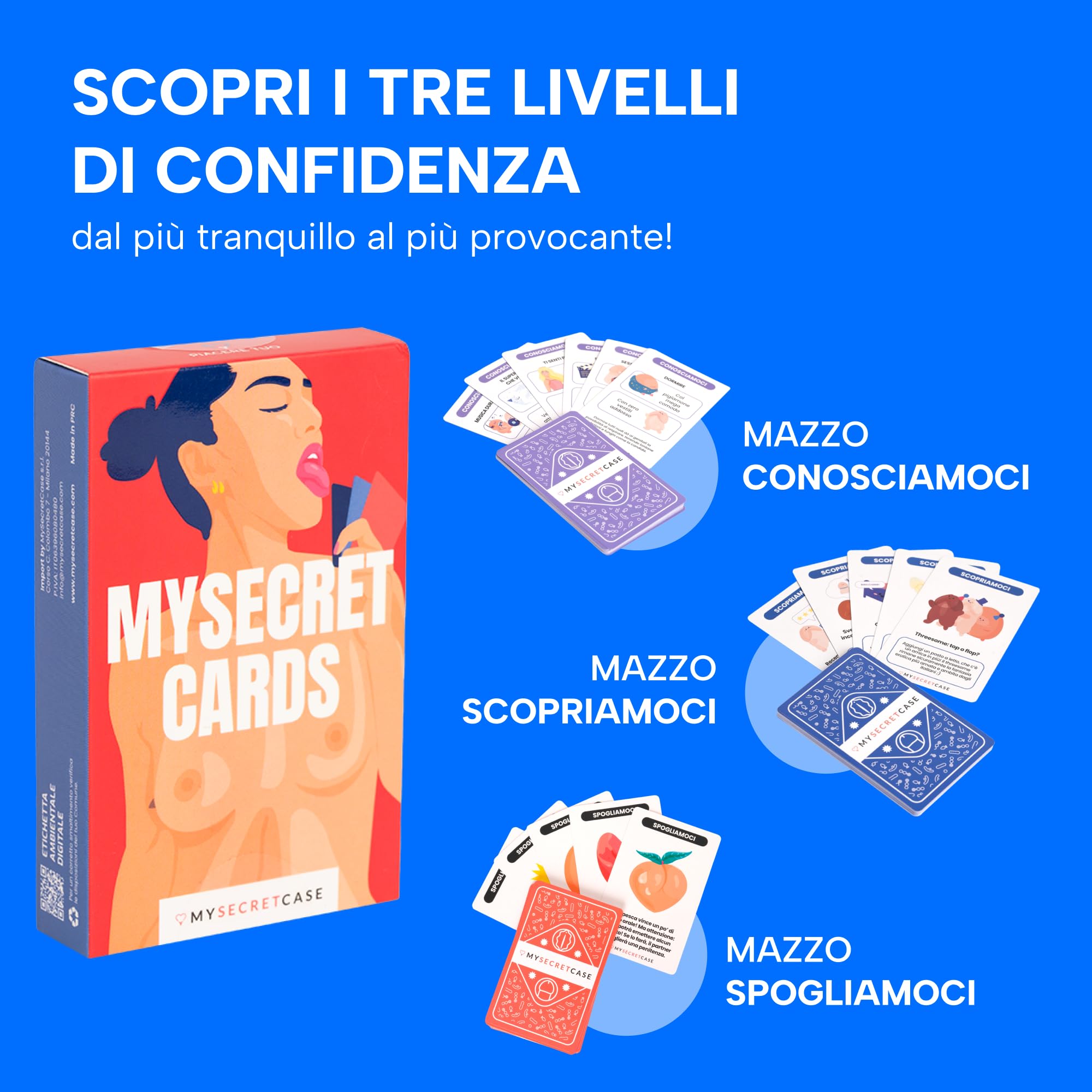 MySecretCase Giochi Erotiici per Coppie - 60 Carte 3 Livelli Conosciamoci, Scopriamoci, Spogliamoci Sexytoysys Coppia Carte Sessuali di Coppia Giochi per Adulti Sexy