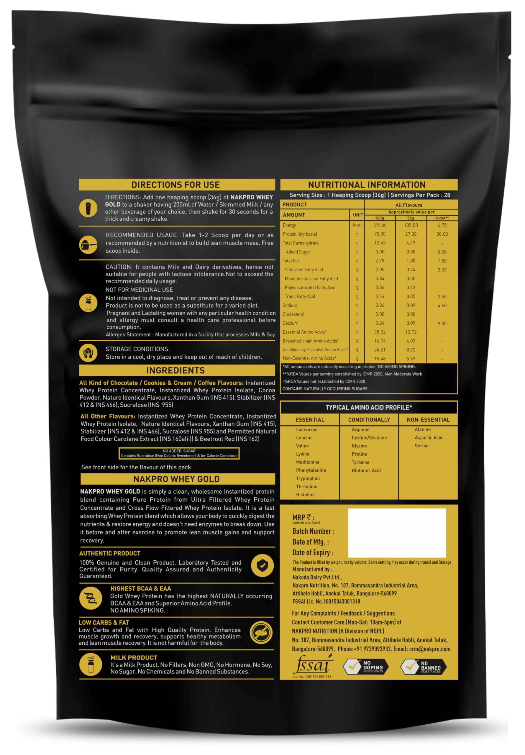 NAKPRO NUTRITION Gold Premium Whey Protein | 1kg Chocolate | 27g Protein | Isolate & Concentrate