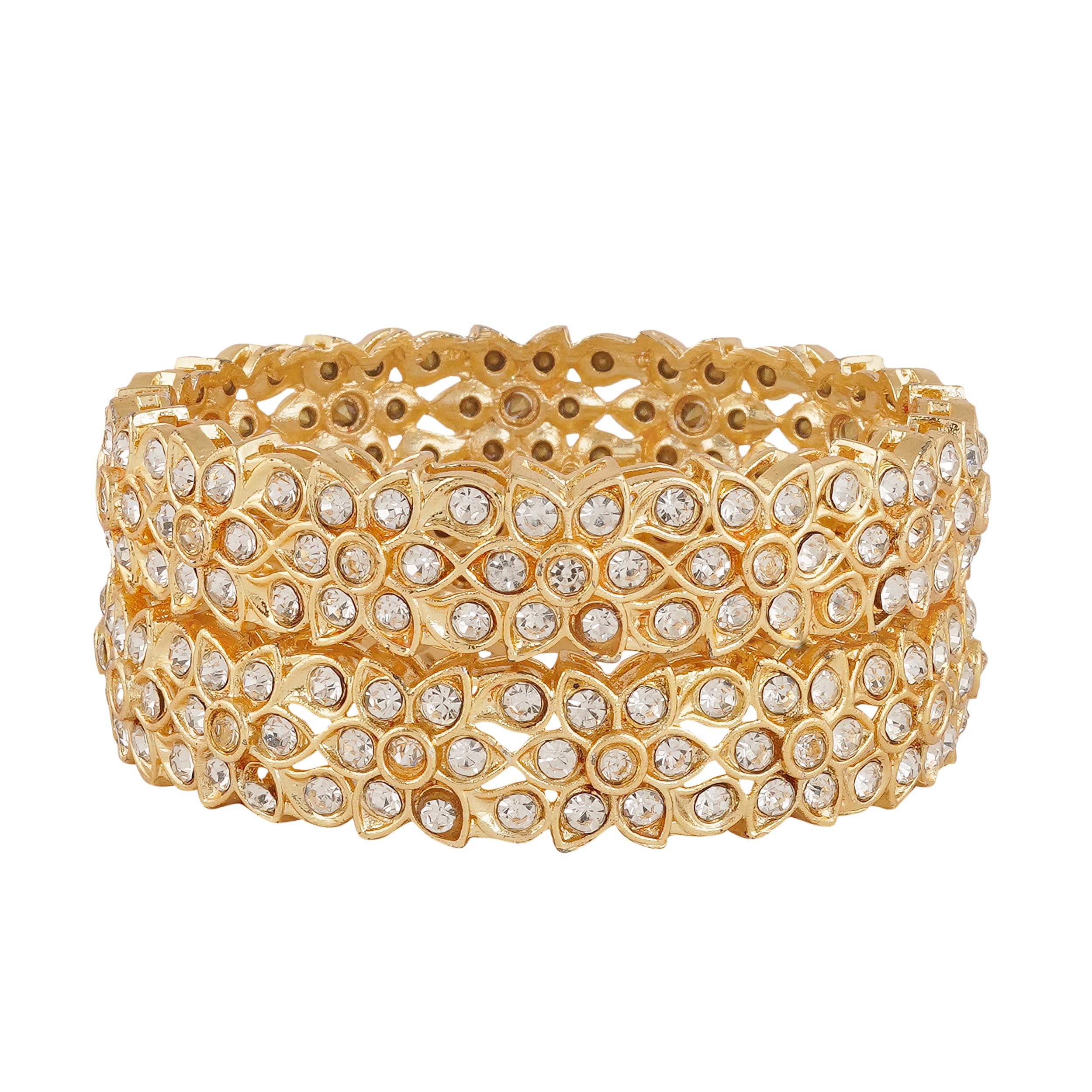 Mansiyaorange Two Gold Plated AD Stones Bangles Bangdi Chudi For Women(2.6) (B0CM2471PM) Amazon Price History, Amazon Price Tracker