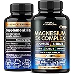 Magnesium Supplement - 5 in 1 Complex 500 mg | Glycinate | Citrate | Malate | Taurate | Oxide - Made in USA - Stress, Muscle & Heart Support - Vegan, Natural, Non-GMO - 240 Capsules