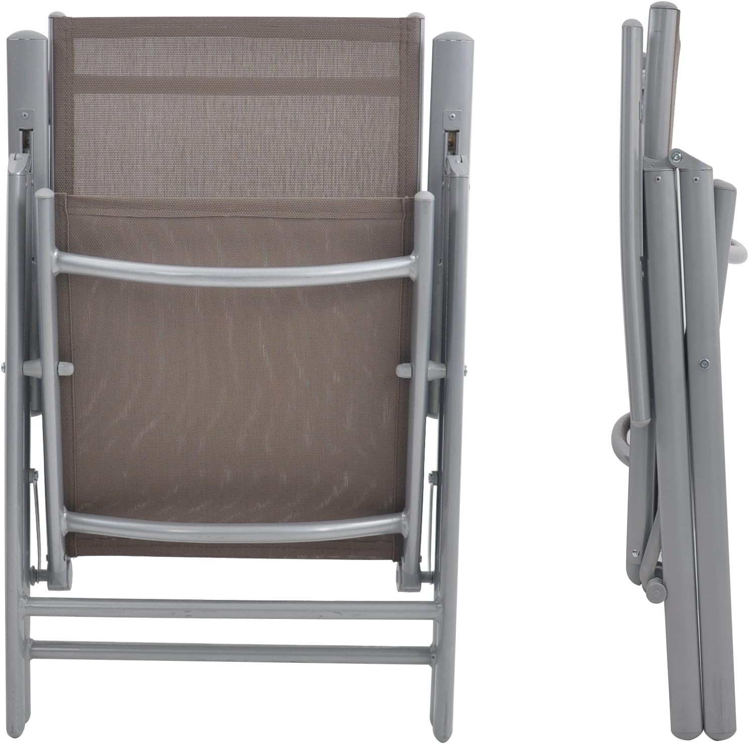 Set of 2 Folding Sling Back Chairs Patio Adjustable Reclining Back Sturdy Aluminum Frame with Armrest Chair Zero-gravity Indoor Outdoor Garden Pool Bench,Gary