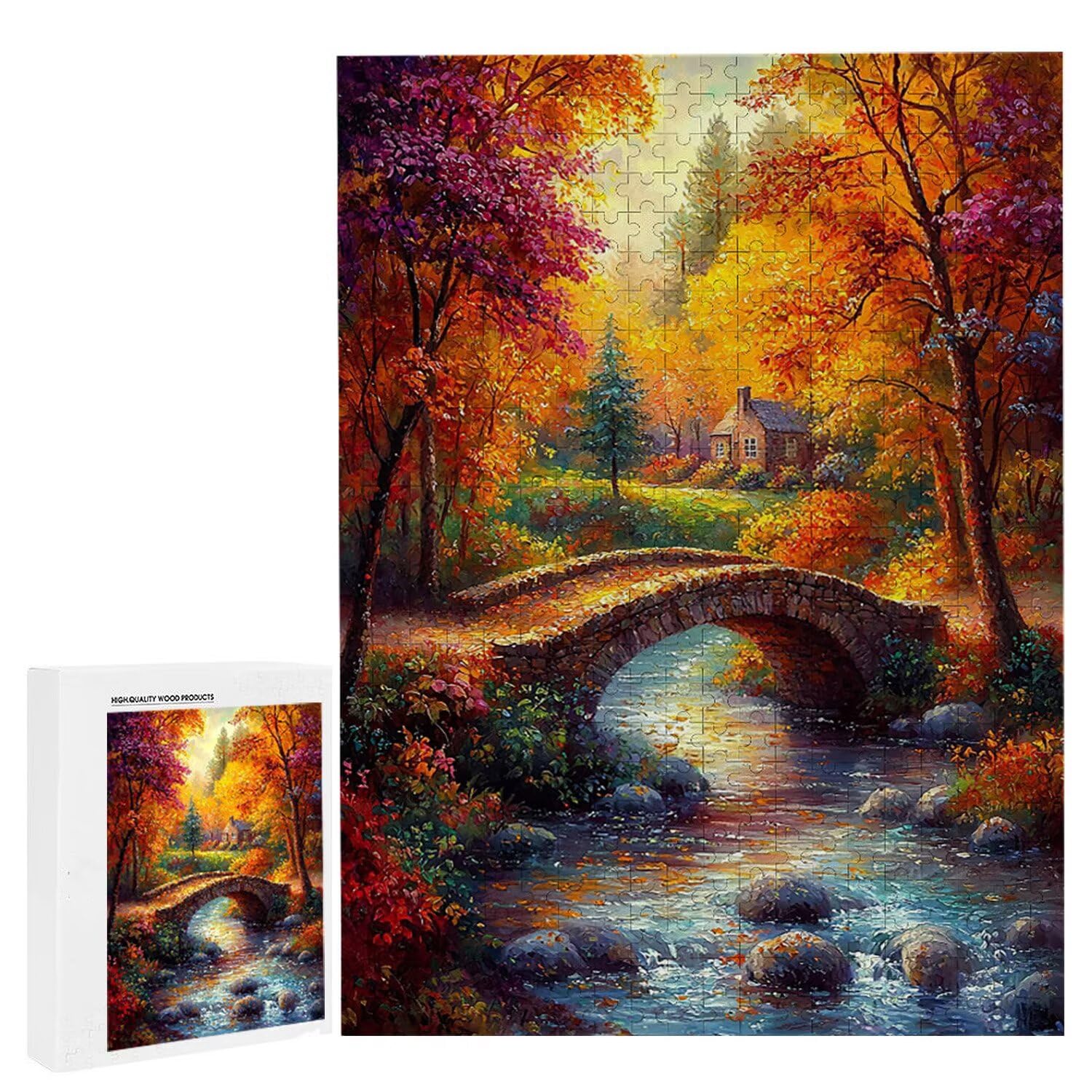 Puzzle 6000 elementów, puzzle dla dorosłych, wyzwanie puzzle, puzzle dla całej rodziny, napis na plecach, prezenty dla mężczyzn kobiet, temat: (jesienny las) z-691