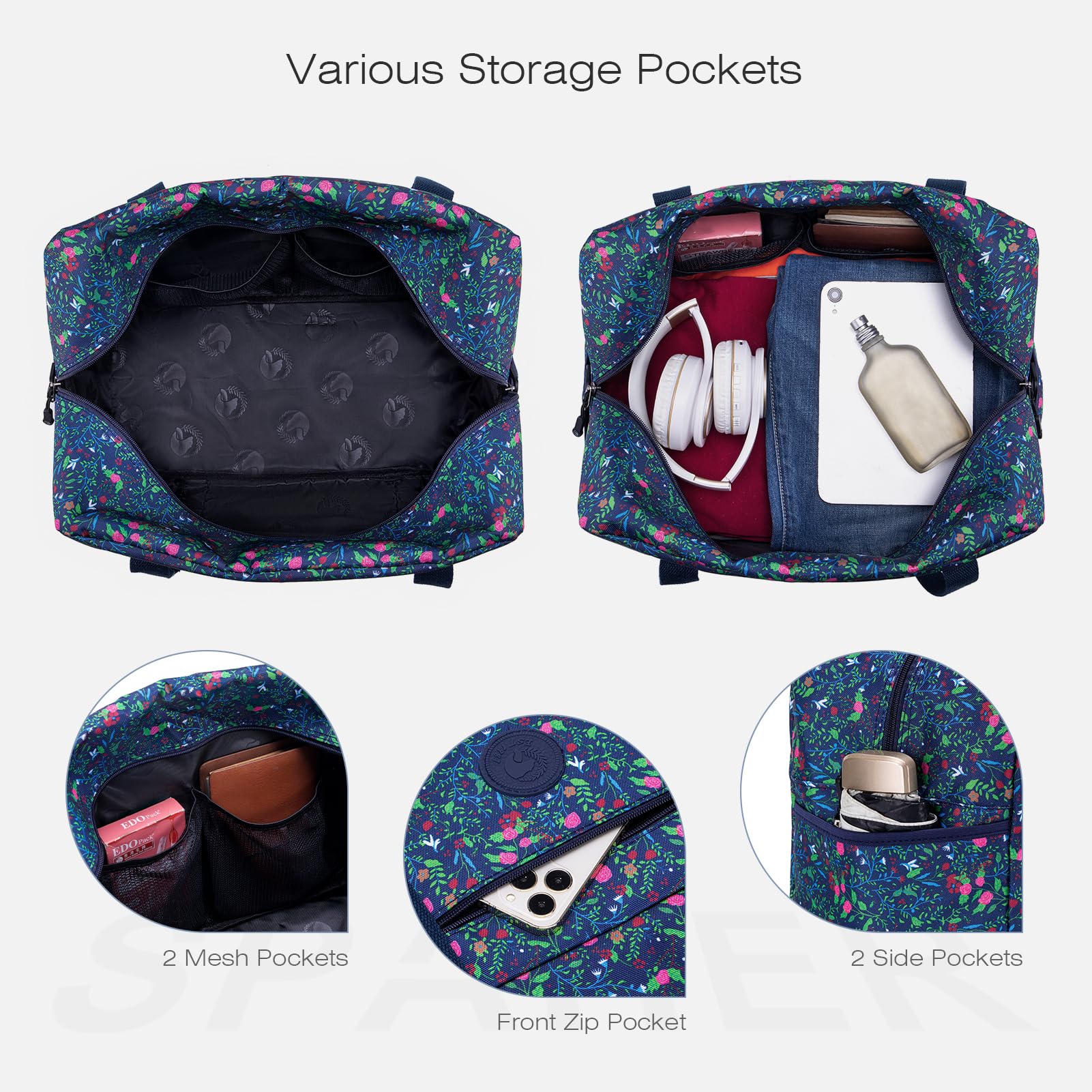 SPAHER Sac de Voyage Pliable Cabine Avion 25L Bagage Cabine 40x30x20 Wizzair Vueling Volotea Sac de Sport Imperméable Sac Weekend Femme Homme Bagage Portable Organisateur de Sac