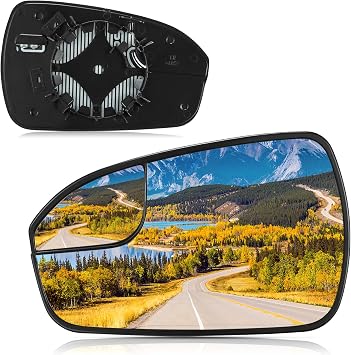 BDFHYK Driver Side Heated Mirror Glass Compatible with Fusion 2013-2020, Blind Spot Side View Convex Mirror Glass with Rear Holder, Replaces DS7Z17K707F, DS7Z-17K707-F