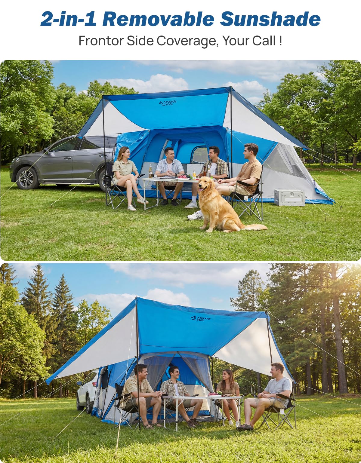 JOYTUTUS SUV-Zelt mit Screen Porch und Markise für Familiencamping, Dual-Use-SUV oder Camping mit Rainfly, Doppeltür, Starry Sky Roof, Fit für SUV