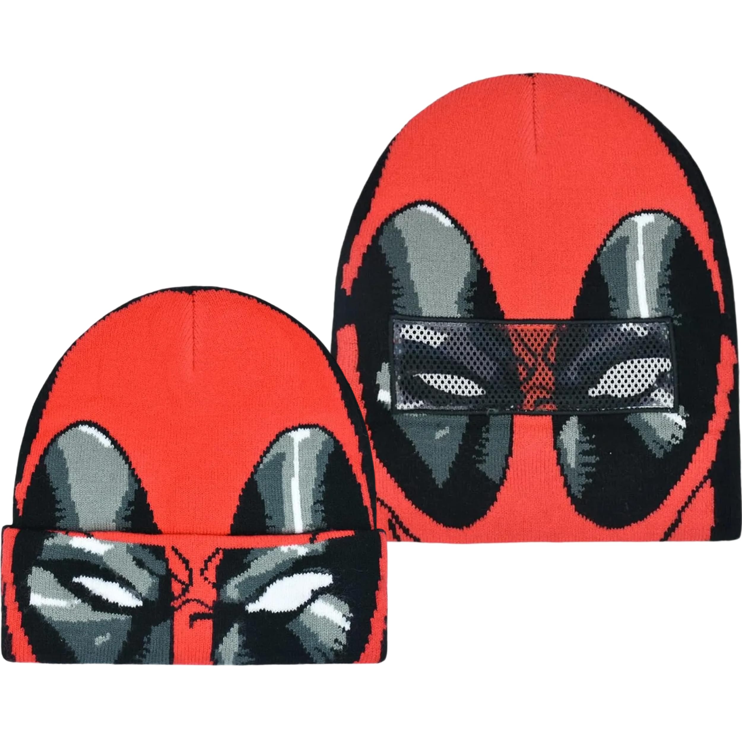 Marvel Deadpool Beanie Hat, Winter Knit Cap with Cuff