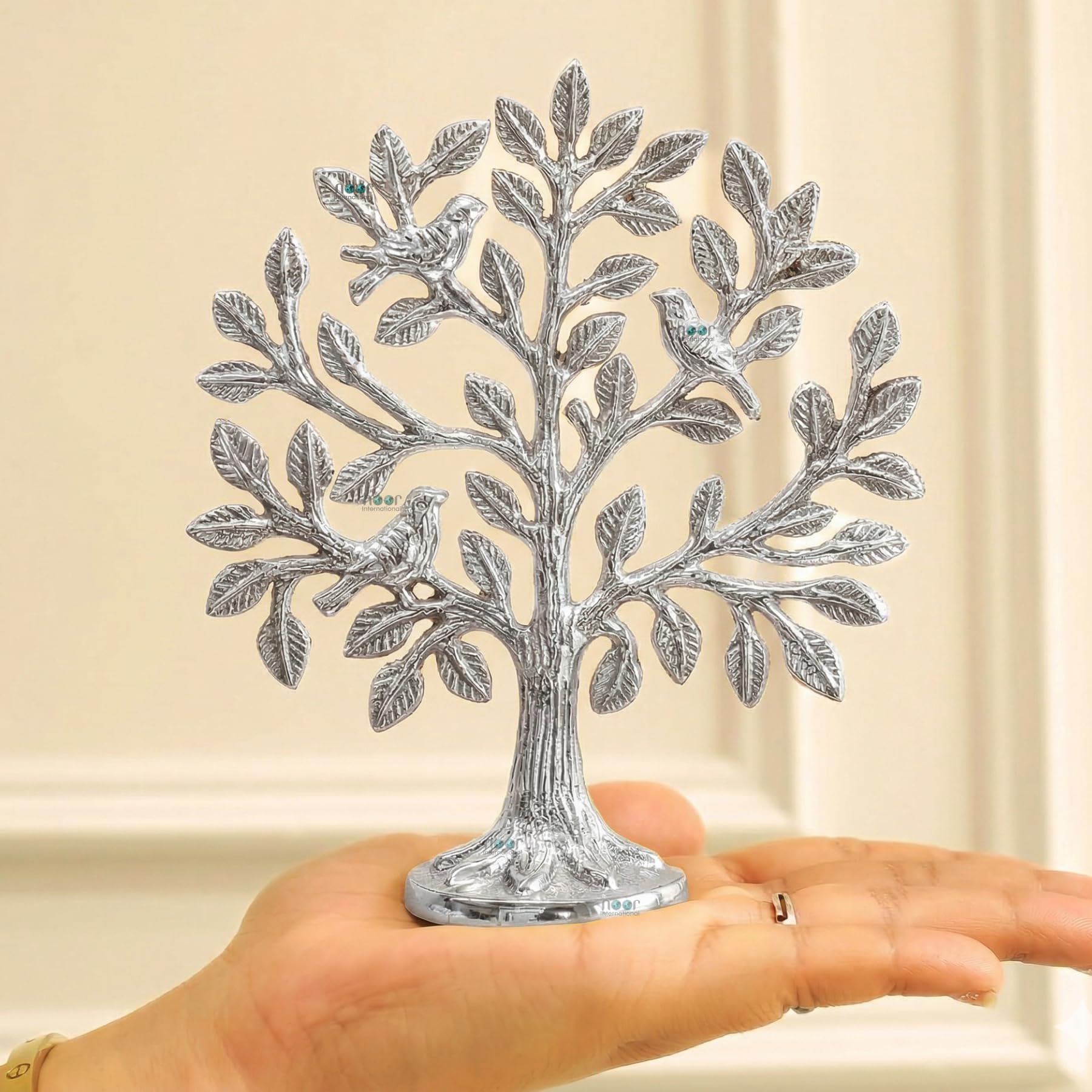 𝐍𝐎𝐎𝐑 𝐈𝐍𝐓𝐄𝐑𝐍𝐀𝐓𝐈𝐎𝐍𝐀𝐋™ Silver Kalpvriksh Tree Decorative Sculpture – Tree of Life Spiritual Home Decor | Premium Metal Table Decor | Good Luck Feng Shui Gift | (6 Inch) (Silver)-image-42