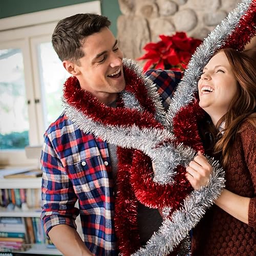 Miniatura 7 de Guirnalda de Flecos de Papel Metálico de Navidad de 25 Pies, Pancarta de Borlas Metálicas para Colgar en la Pared, Serpentinas de Oropel, Telón de