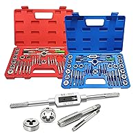 Vista 8 de BeHappy Juego de machos y terrajas de 40 piezas, tamaño métrico estándar M3 a M12, juego de herramientas de roscado para cortar roscas externas e